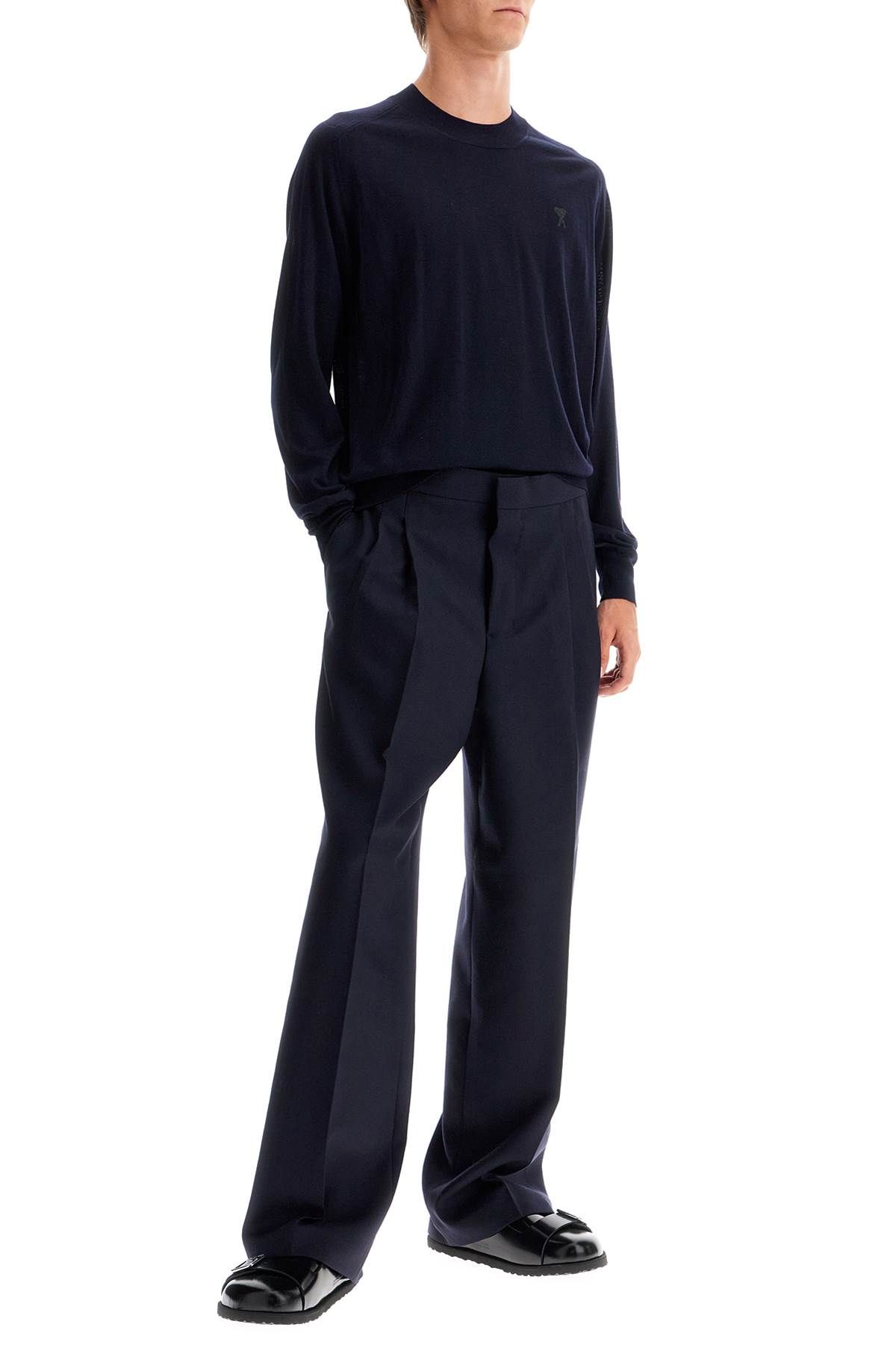 Shop Ami Alexandre Matiussi Large Fit Wool Gabardine Trousers In Blue