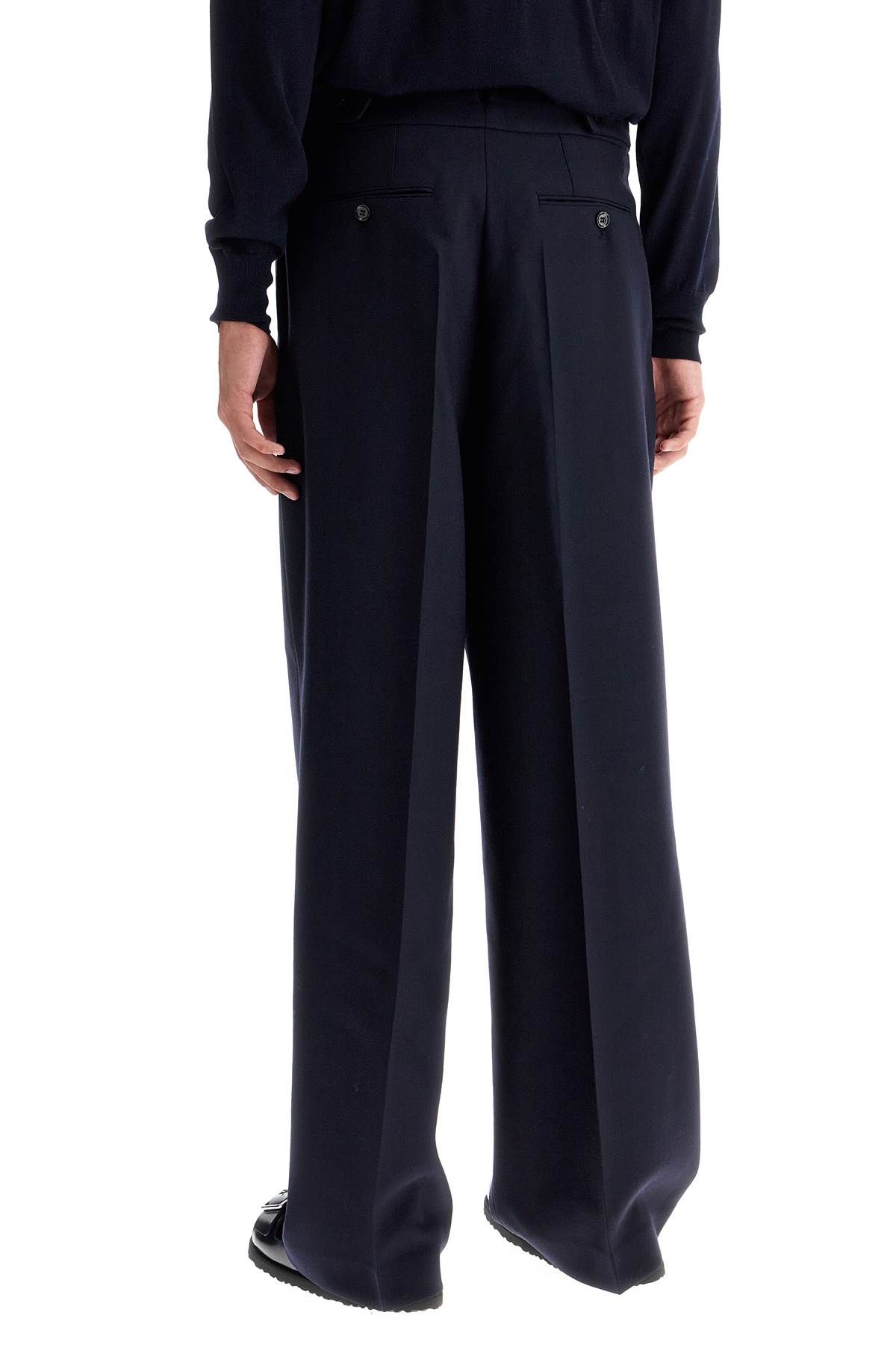 Shop Ami Alexandre Matiussi Large Fit Wool Gabardine Trousers In Blue