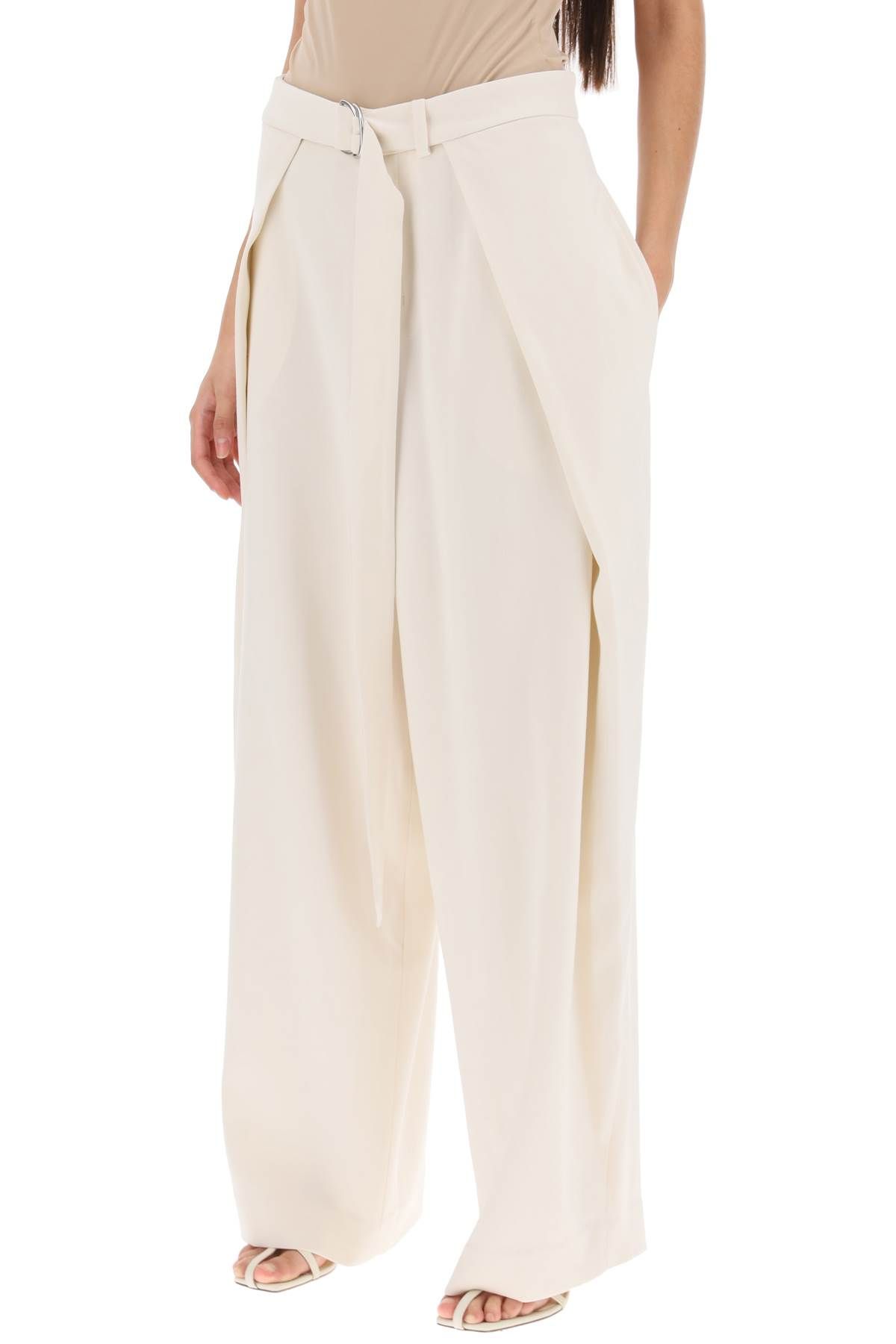 Shop Ami Alexandre Mattiussi Wide Fit Pants With Floating Panels In White