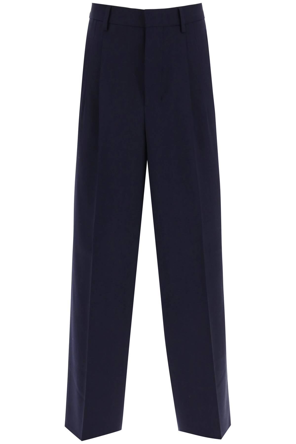 Shop Ami Alexandre Mattiussi Loose Fit Pants With Straight Cut In Blue