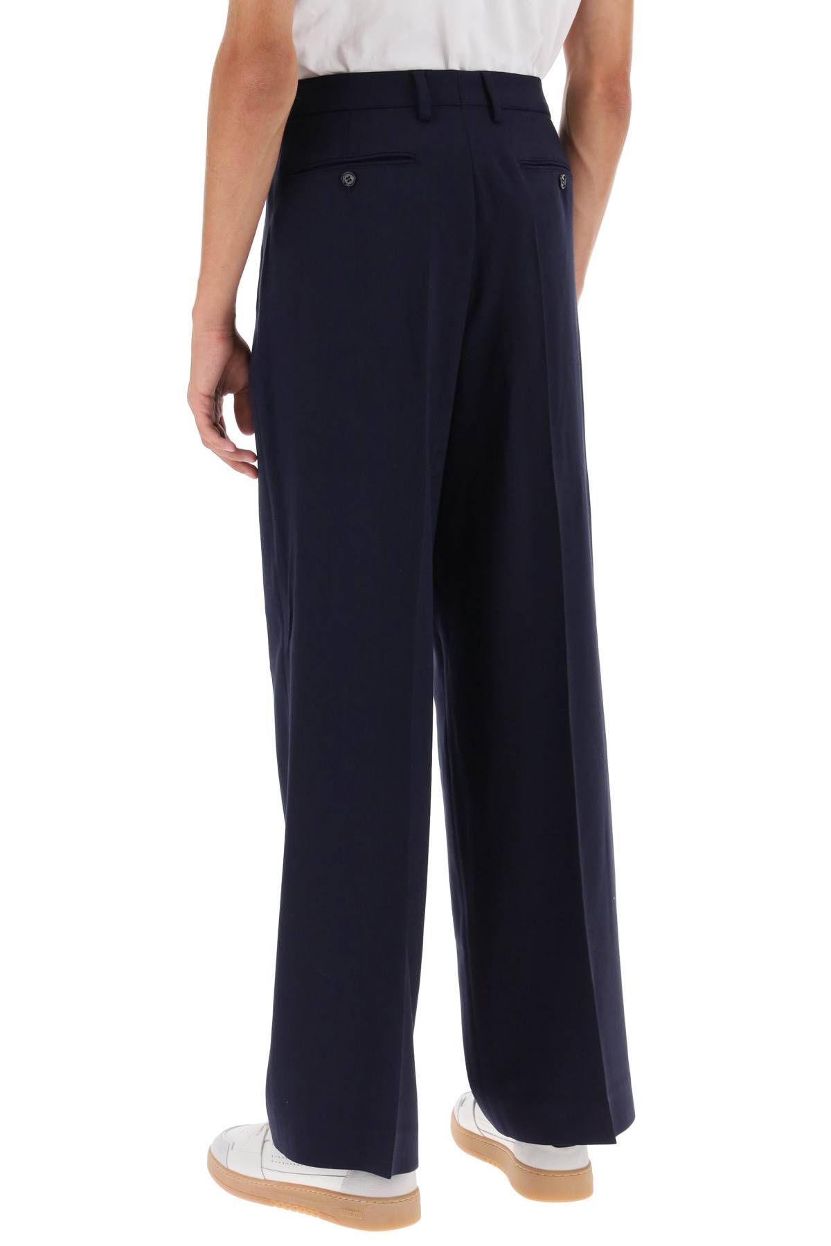 Shop Ami Alexandre Mattiussi Loose Fit Pants With Straight Cut In Blue