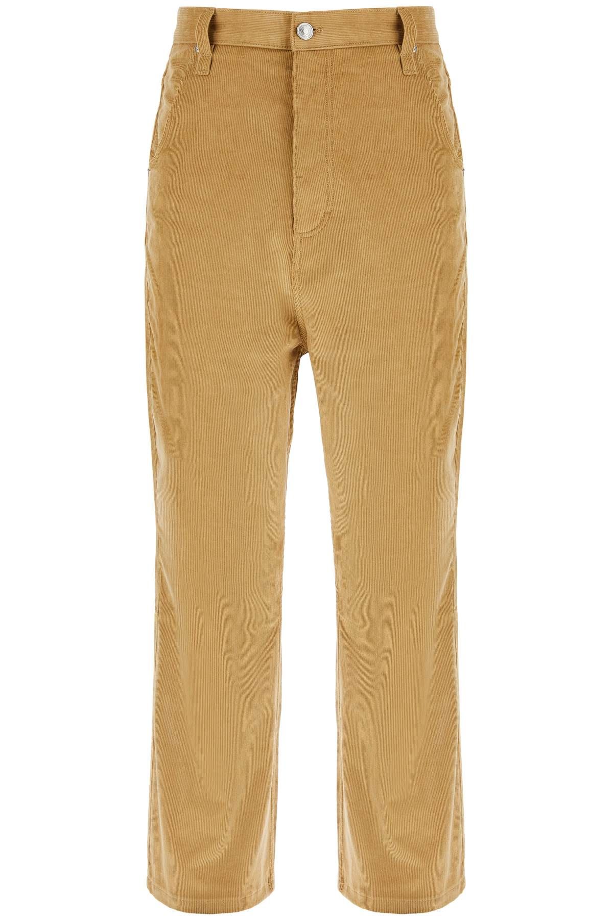 Shop Ami Alexandre Matiussi Baggy Corduroy Pants With Rib In Beige