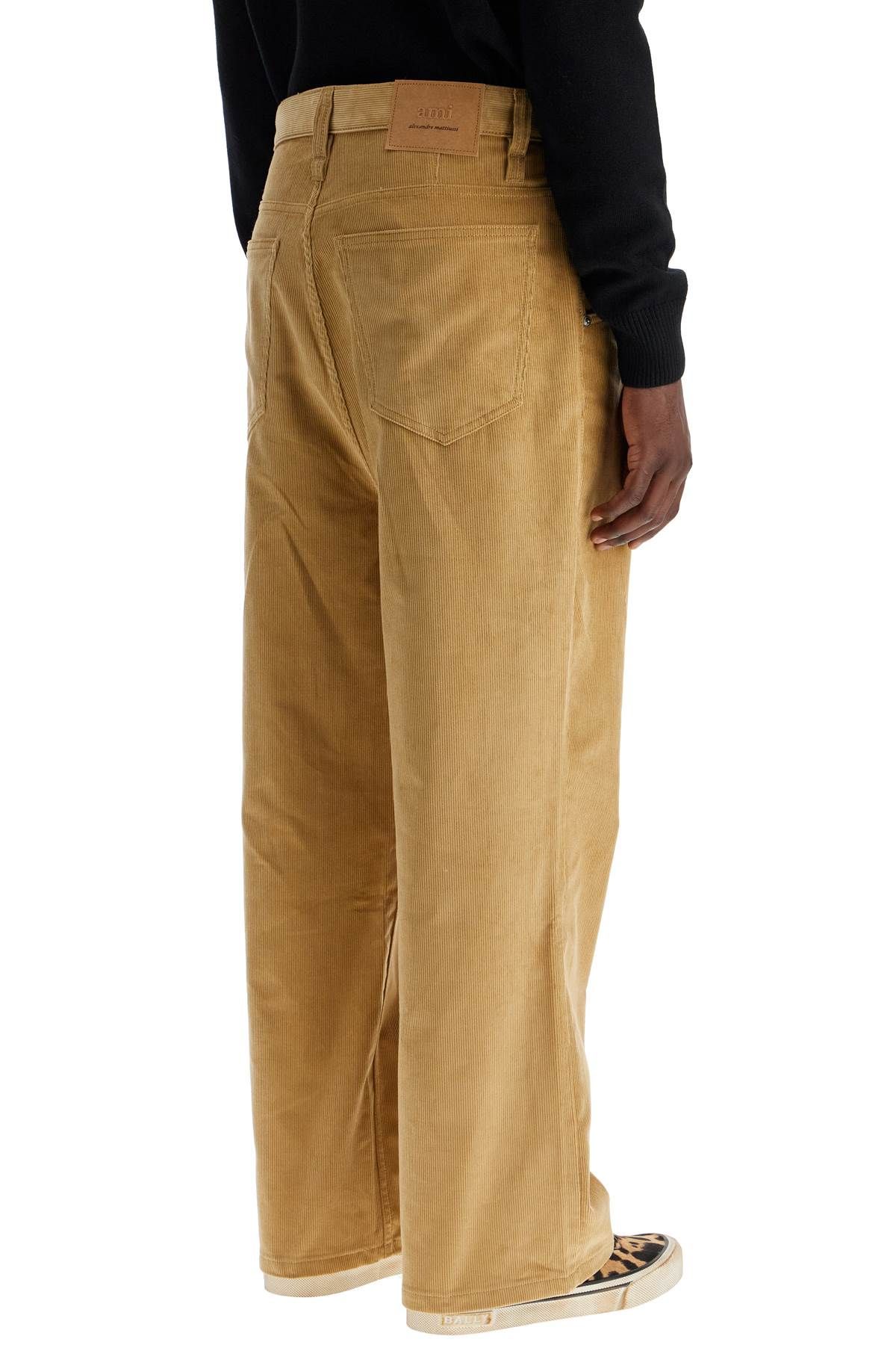 Shop Ami Alexandre Matiussi Baggy Corduroy Pants With Rib In Beige