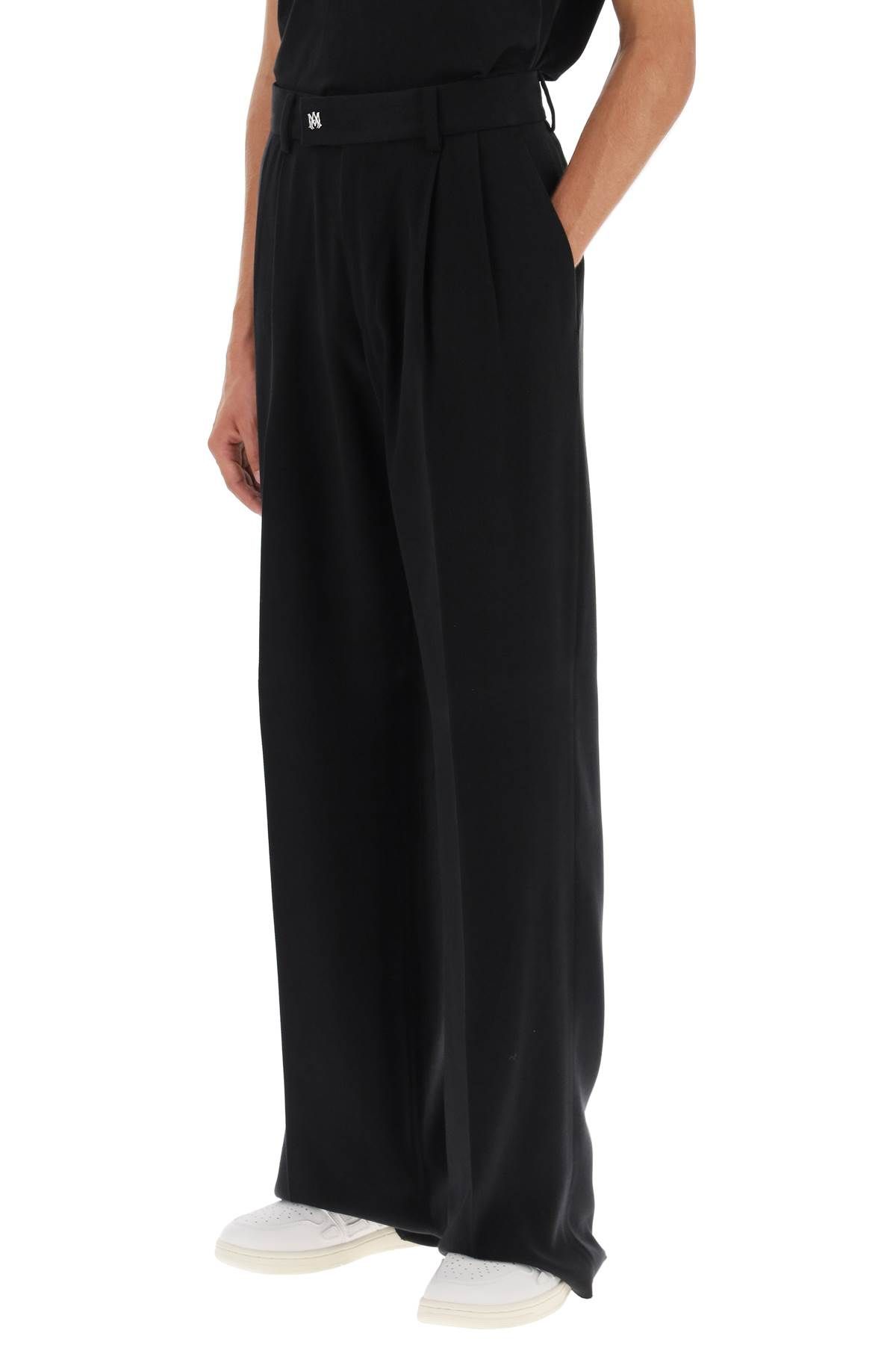 Shop Amiri Wide Leg Loose Pants In Black