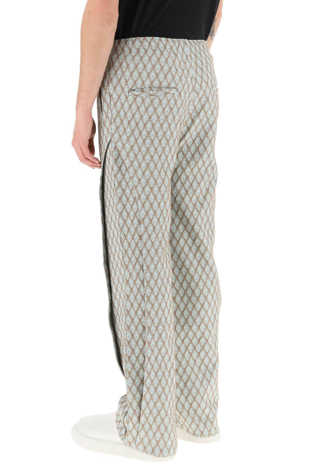 Shop Andersson Bell Geometric Jacquard Pants With Side Opening In Beige,light Blue