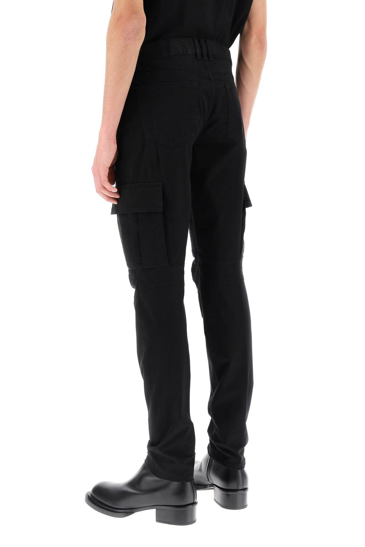 Shop Balmain Tapered Cargo Pants In Black