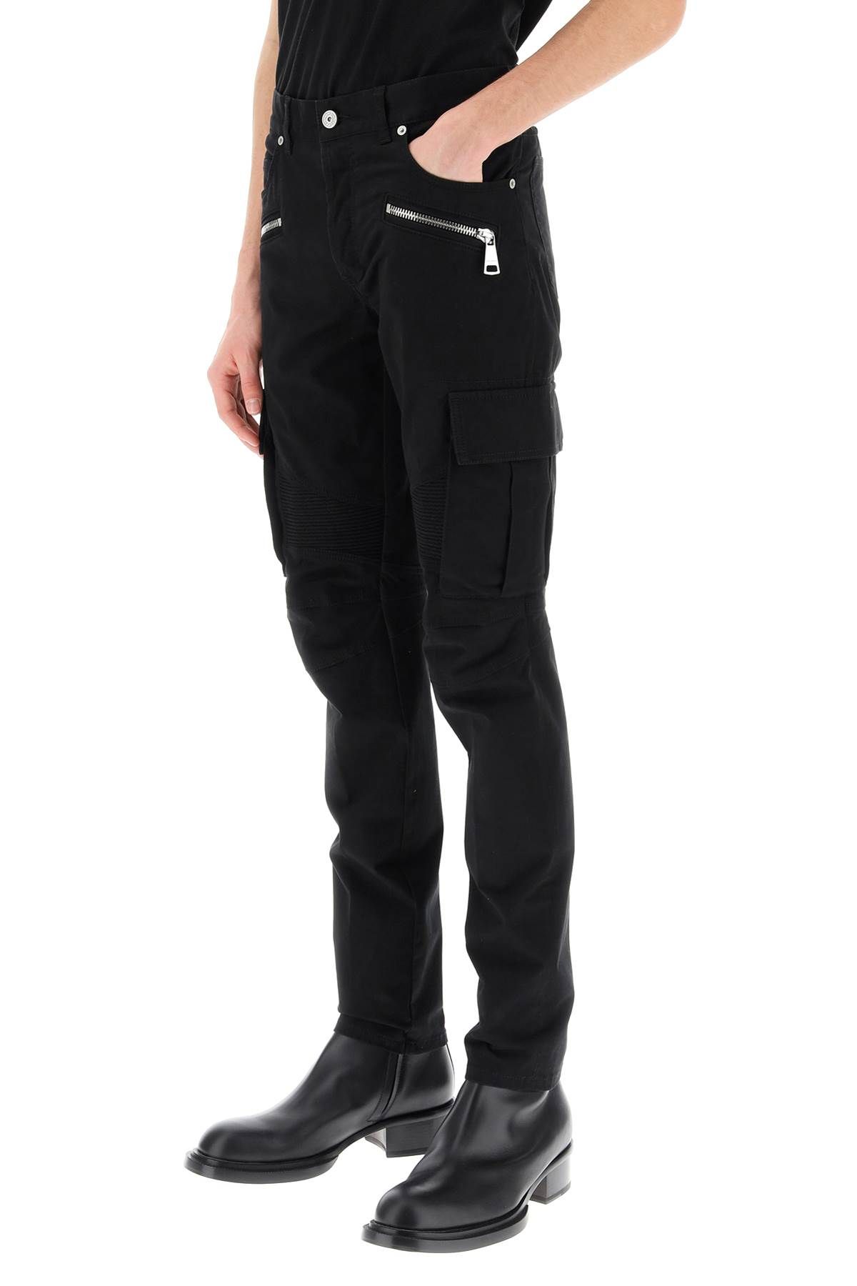 Shop Balmain Tapered Cargo Pants In Black