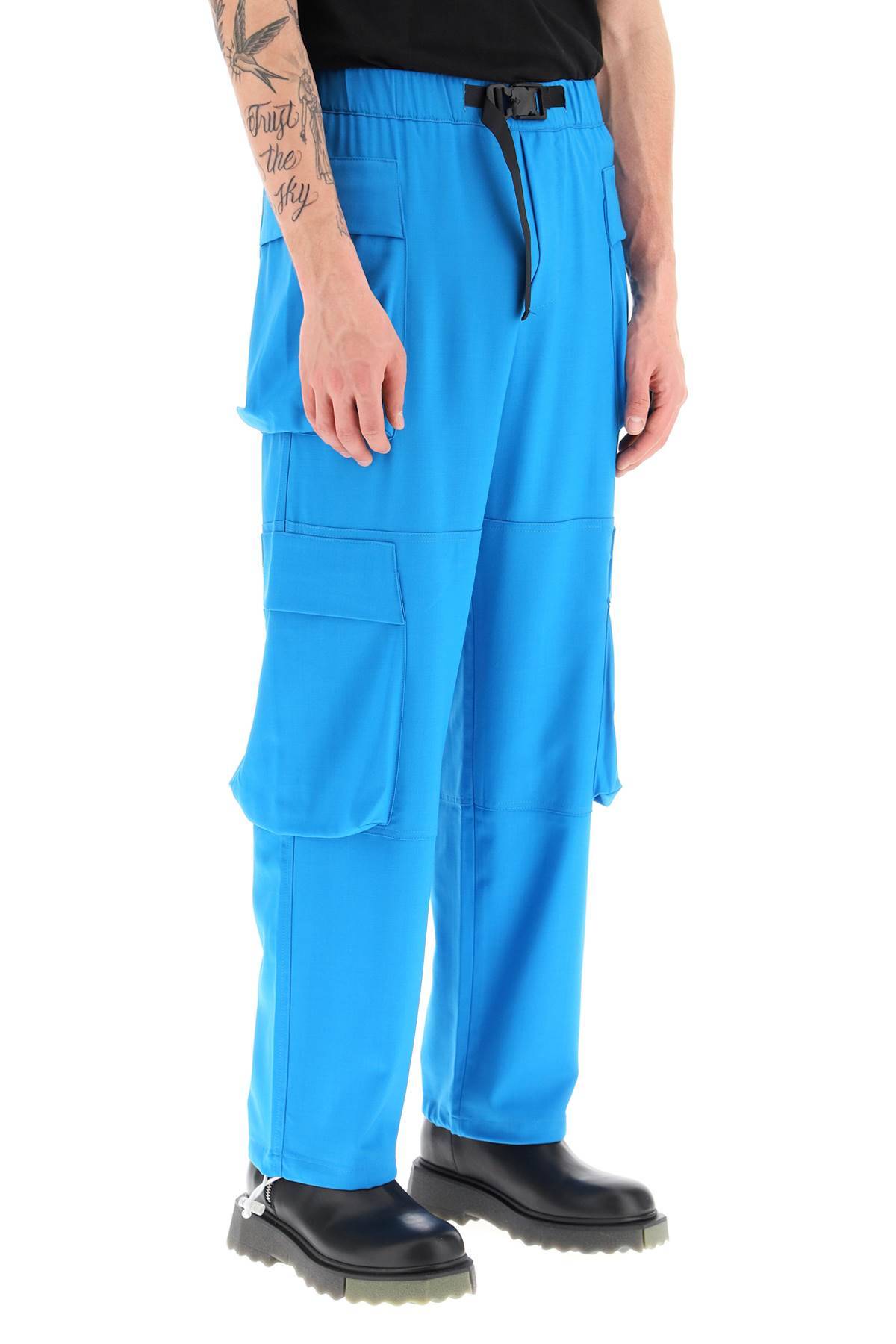 Shop Bonsai Stretch Wool Cargo Pants In Light Blue