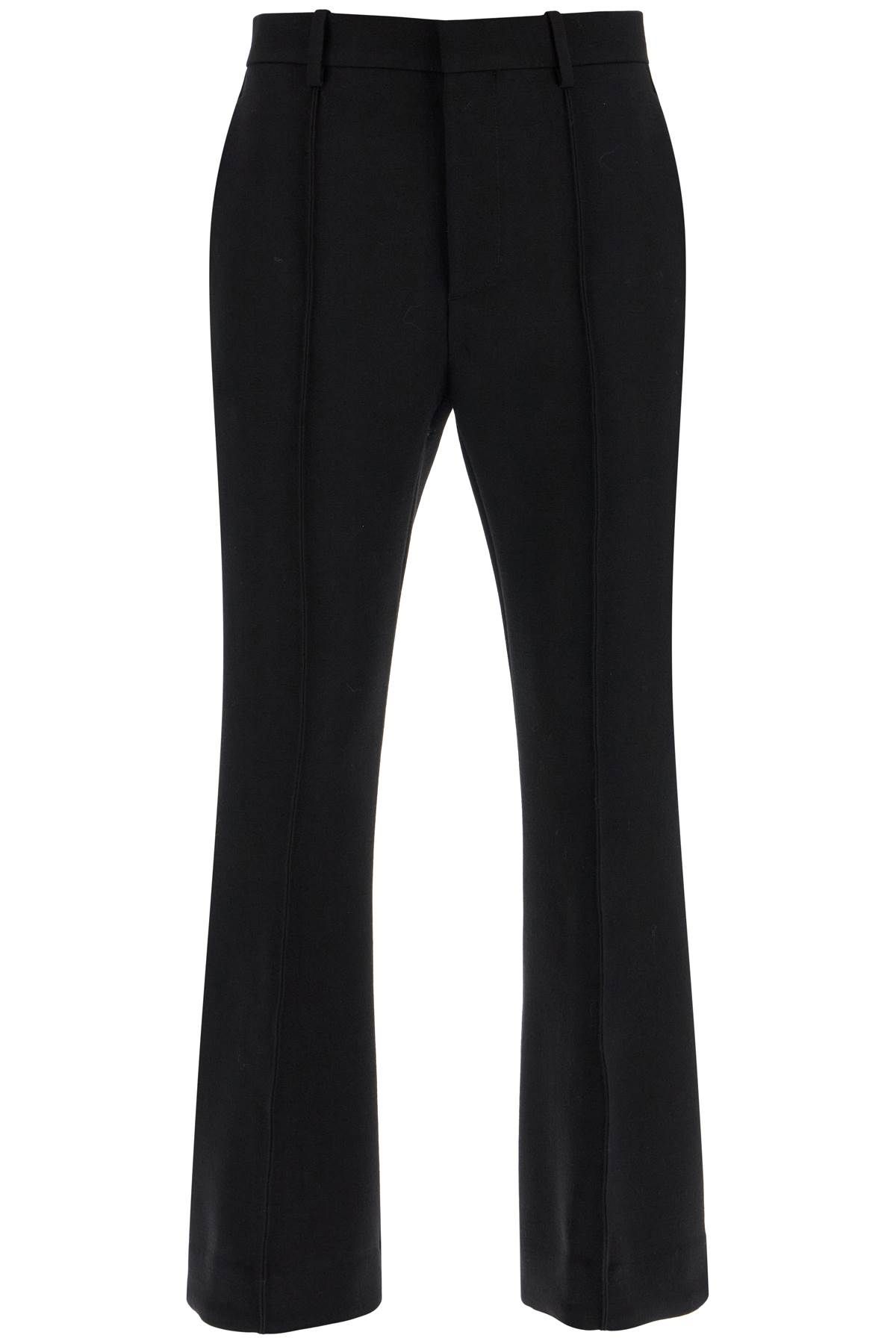 Shop Bottega Veneta Flared Wool Crepe Trousers In Black