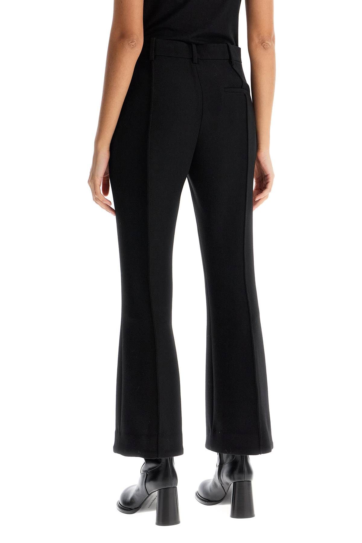 Shop Bottega Veneta Flared Wool Crepe Trousers In Black