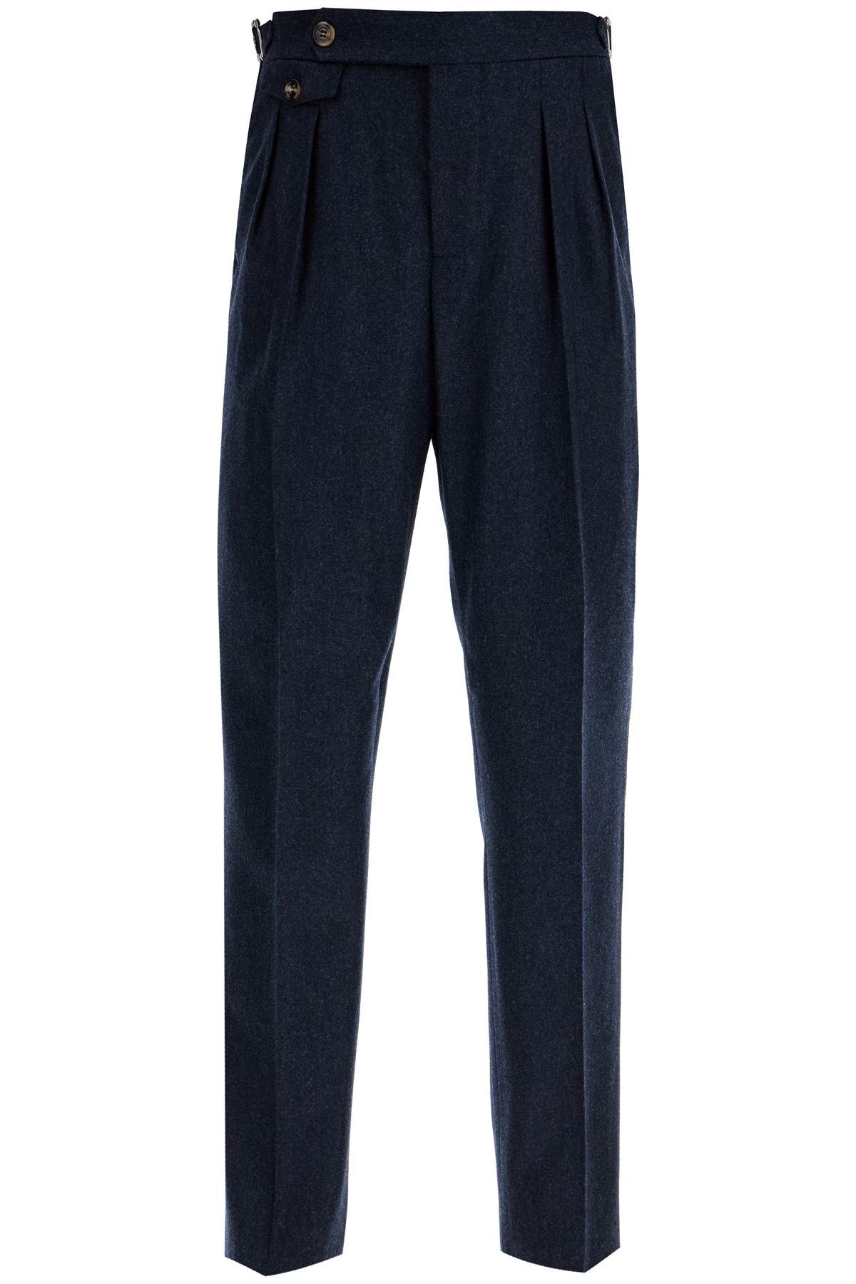 Shop Brunello Cucinelli Tailored Fit Flannel Pants In Blue