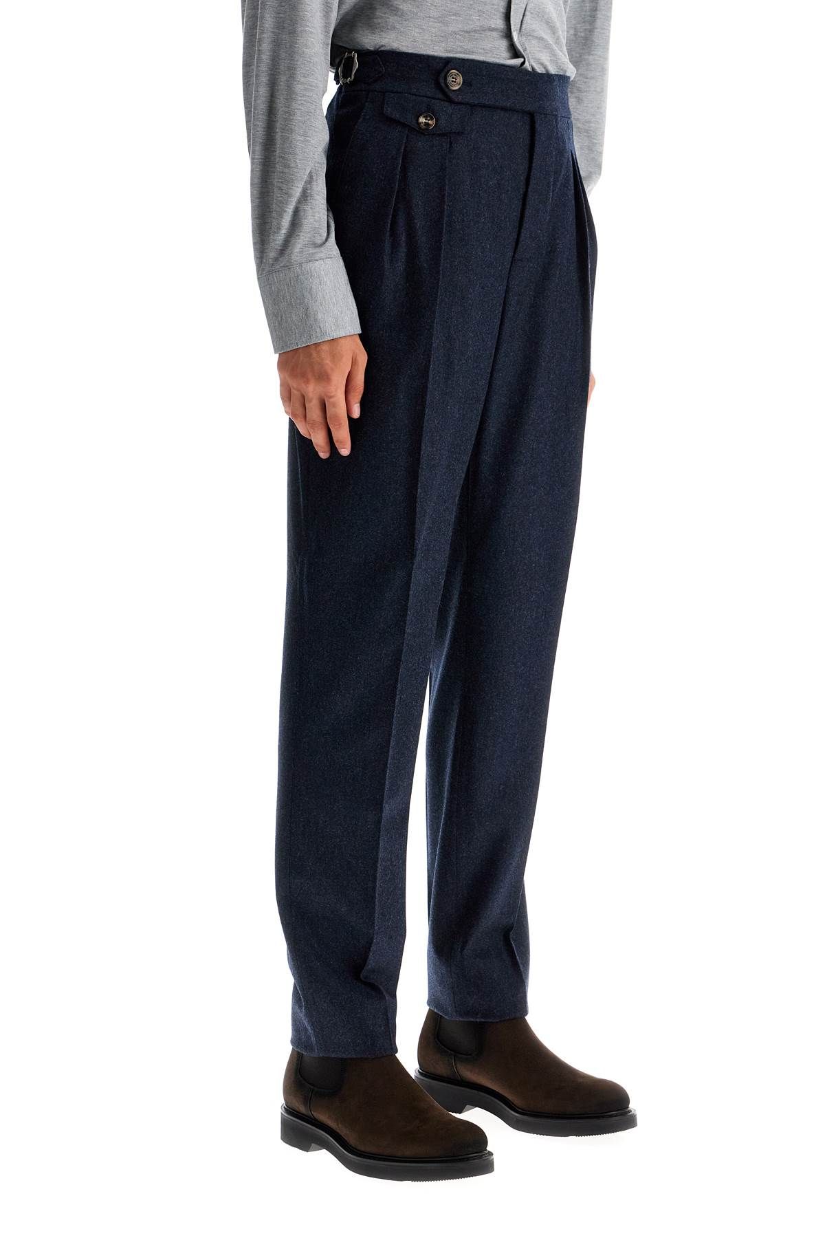 Shop Brunello Cucinelli Tailored Fit Flannel Pants In Blue