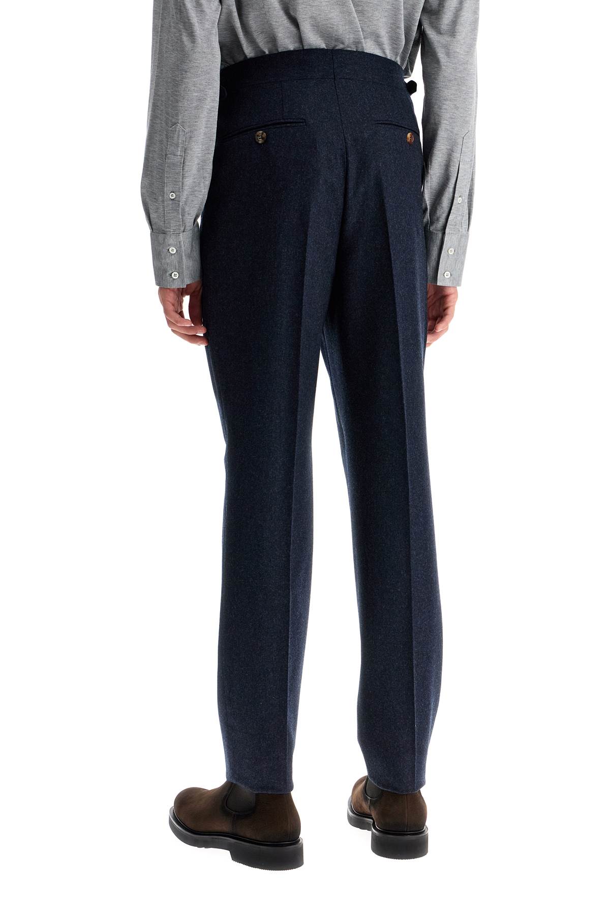 Shop Brunello Cucinelli Tailored Fit Flannel Pants In Blue