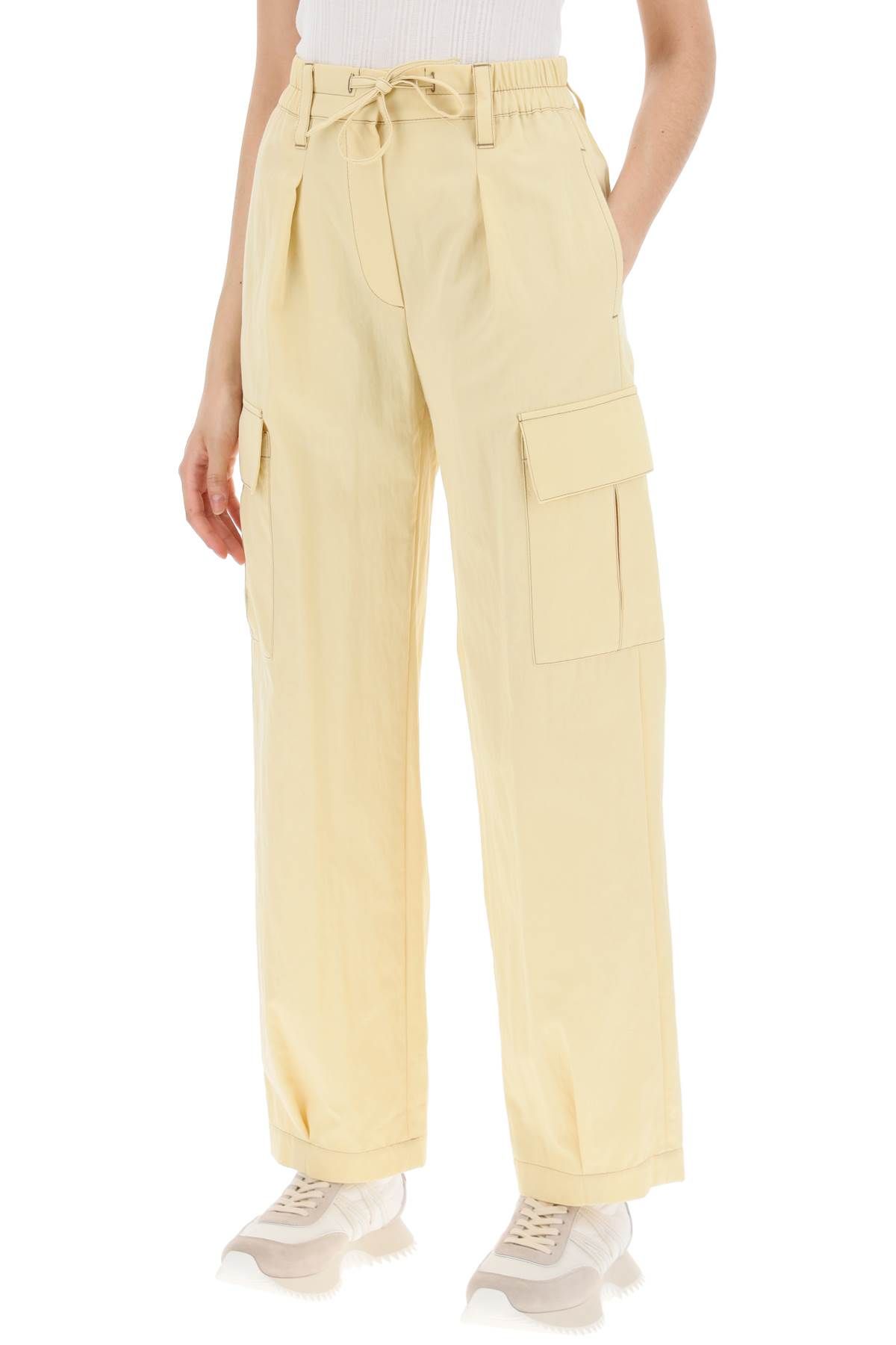 Shop Brunello Cucinelli Gabardine Utility Pants With Pockets And In Yellow