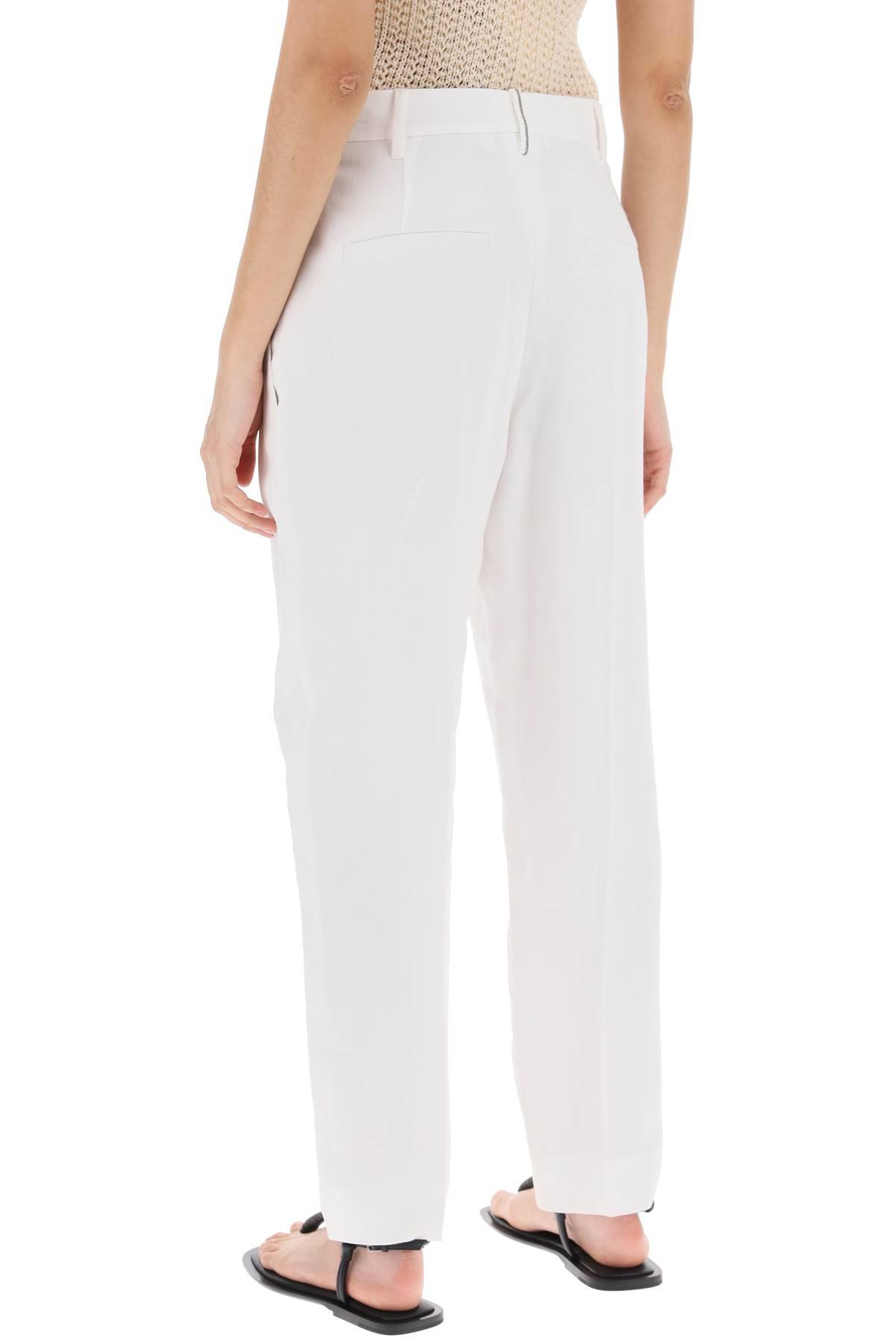 Shop Brunello Cucinelli Double Pleated Trousers In White