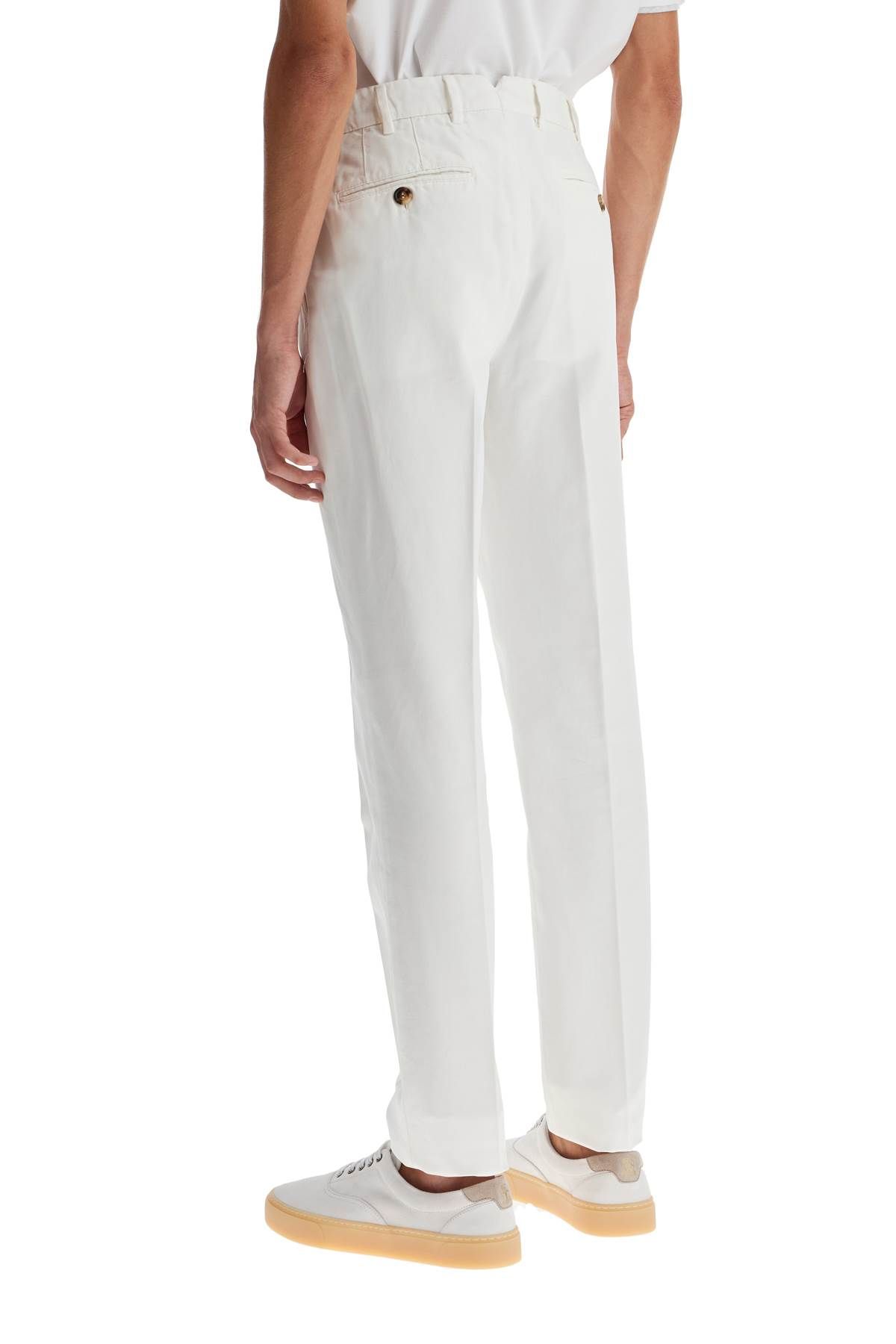 Shop Brunello Cucinelli Italian Fit Gabardine Trousers For In White