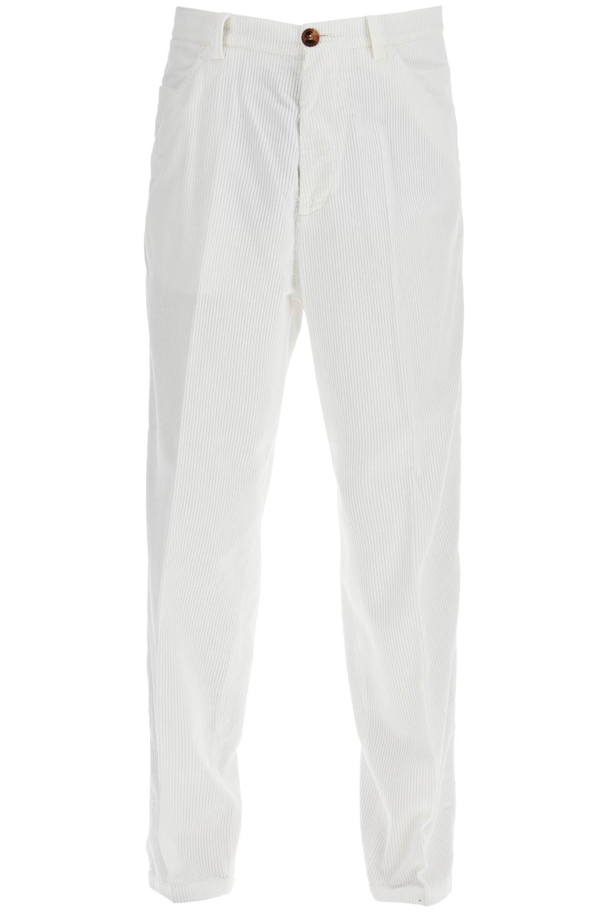 Shop Brunello Cucinelli Corduroy Leisure Fit Pants In White