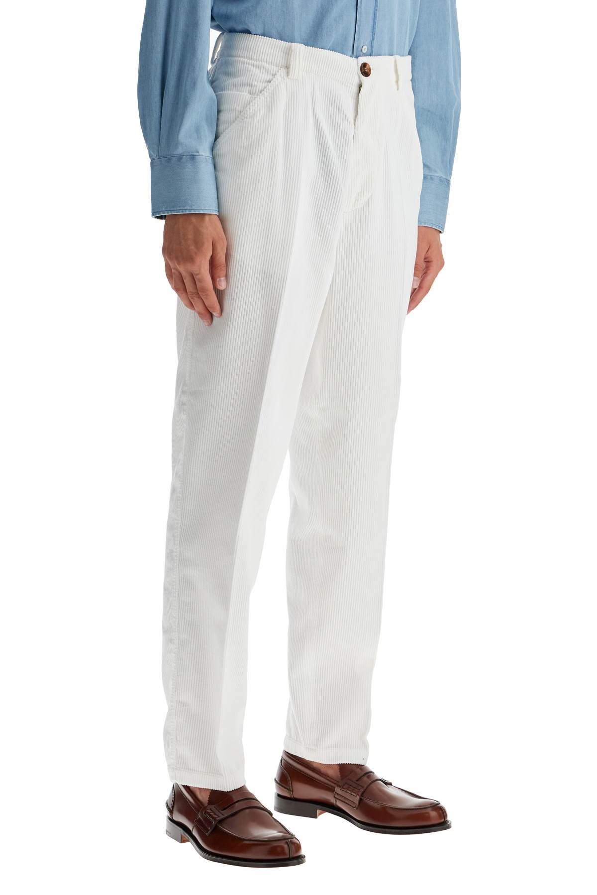 Shop Brunello Cucinelli Corduroy Leisure Fit Pants In White