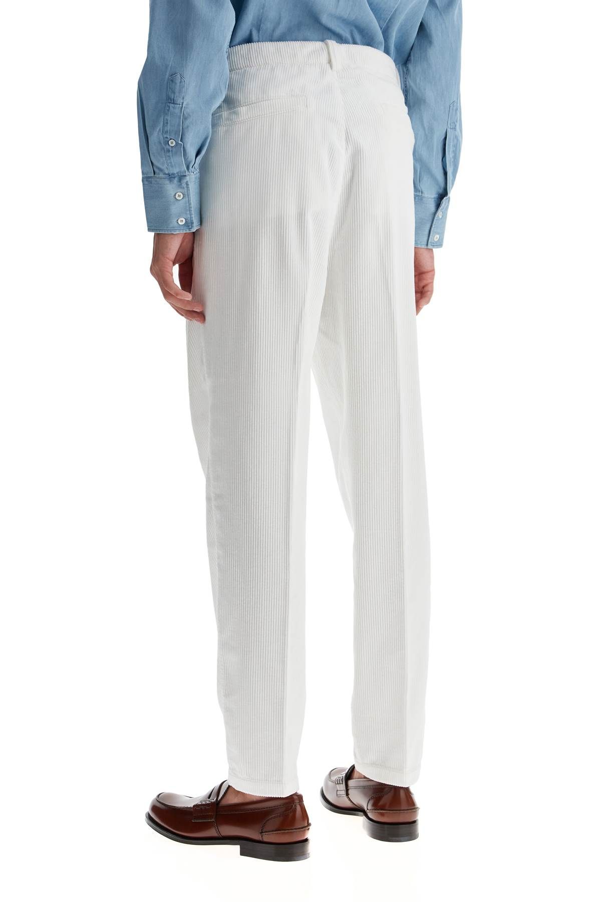 Shop Brunello Cucinelli Corduroy Leisure Fit Pants In White