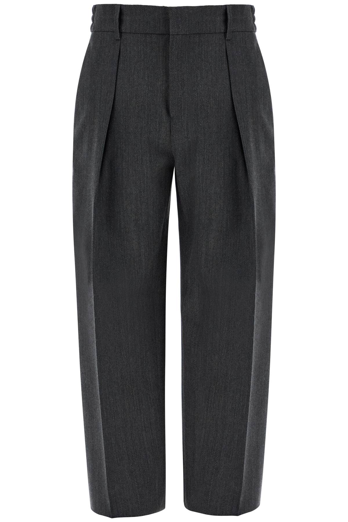 Shop Burberry Wide Woolen Checked Trousers In Grey