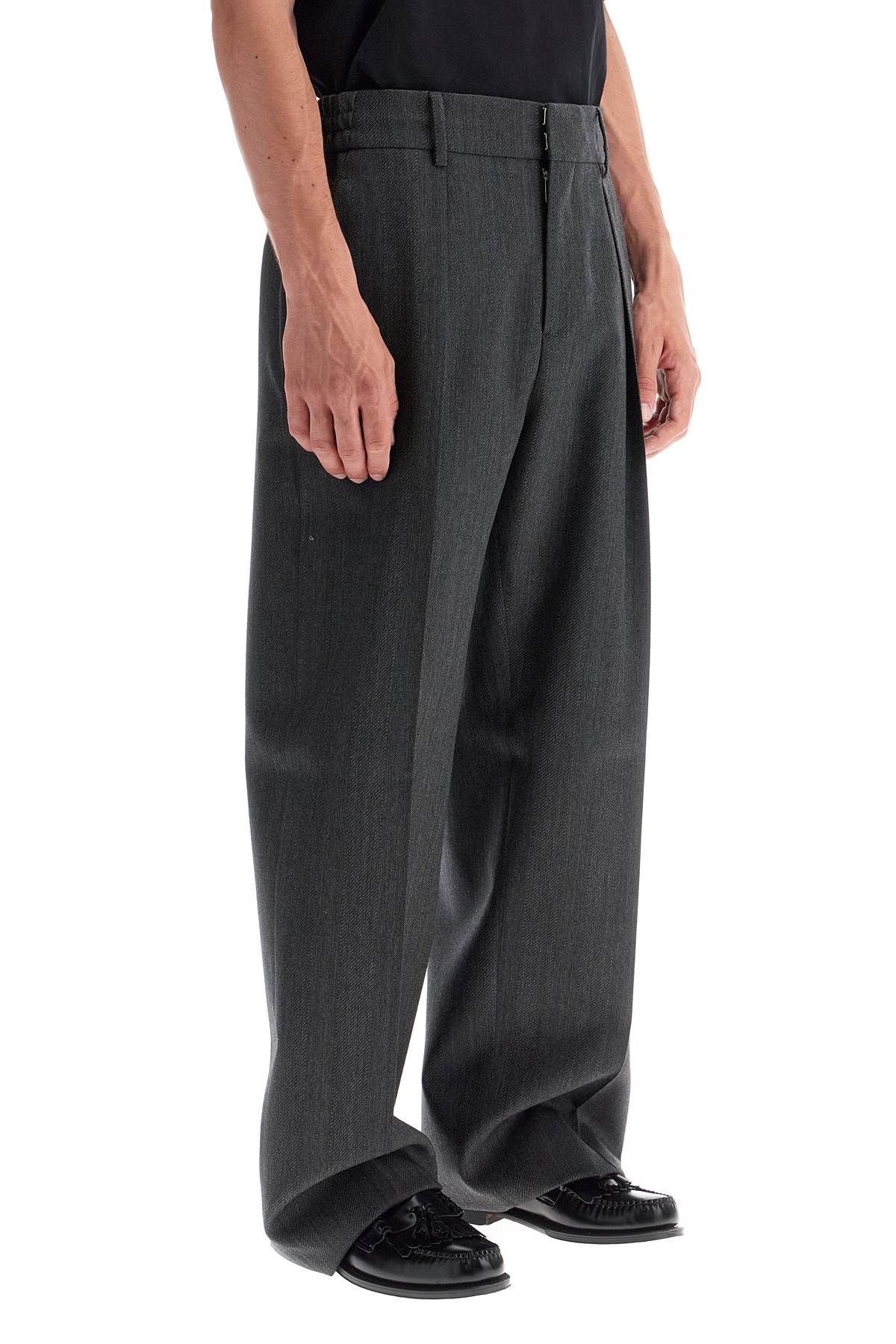 Shop Burberry Wide Woolen Checked Trousers In Grey