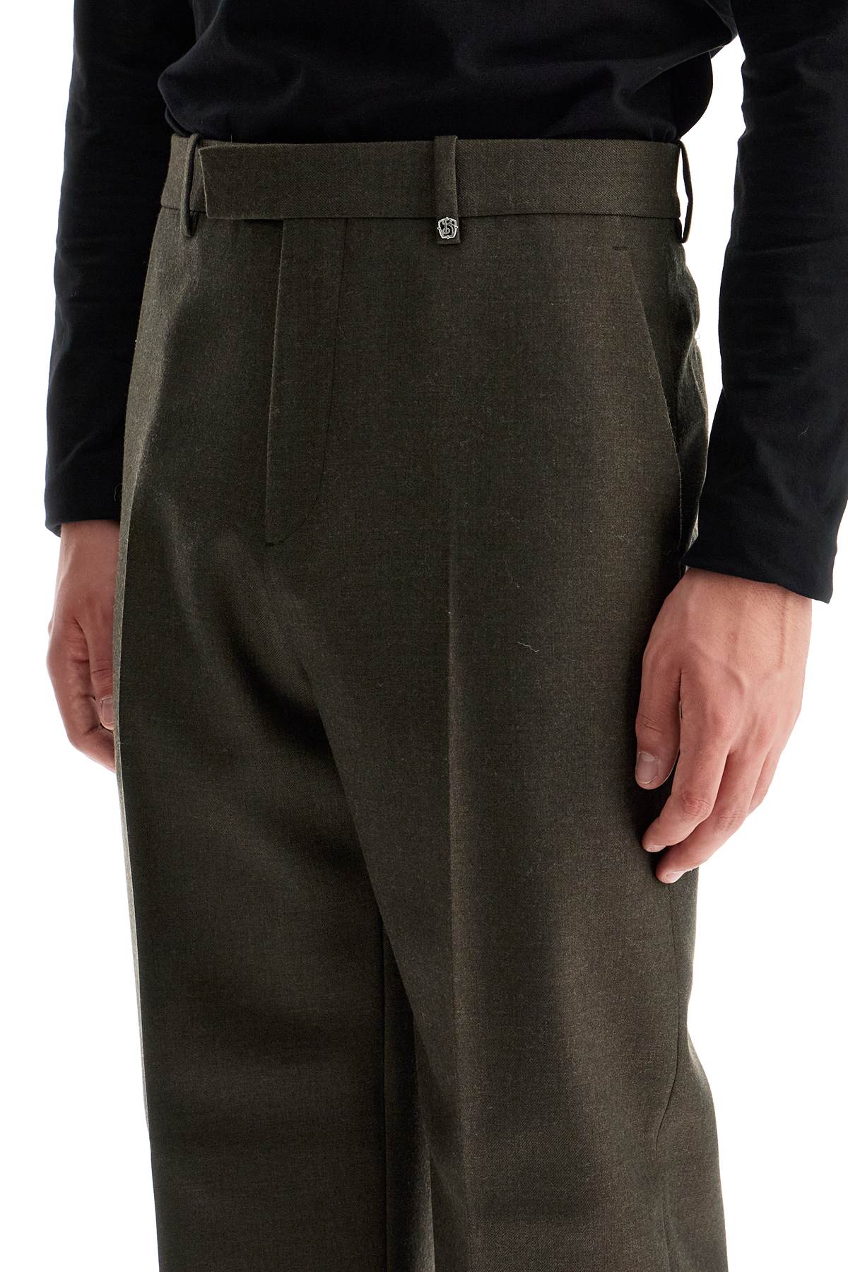 Shop Burberry Wool Twill Trousers In Eight In Khaki