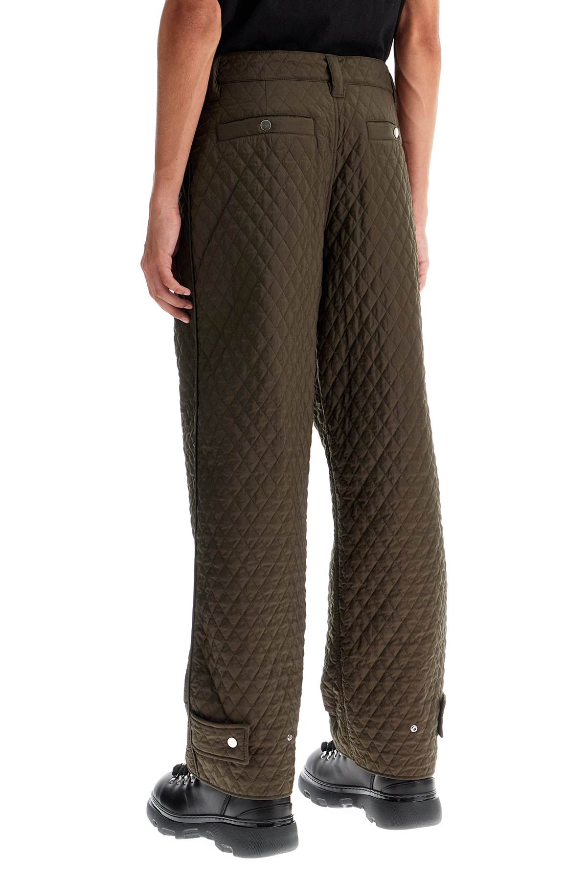 Shop Burberry Quilted Nylon Pants For In Khaki