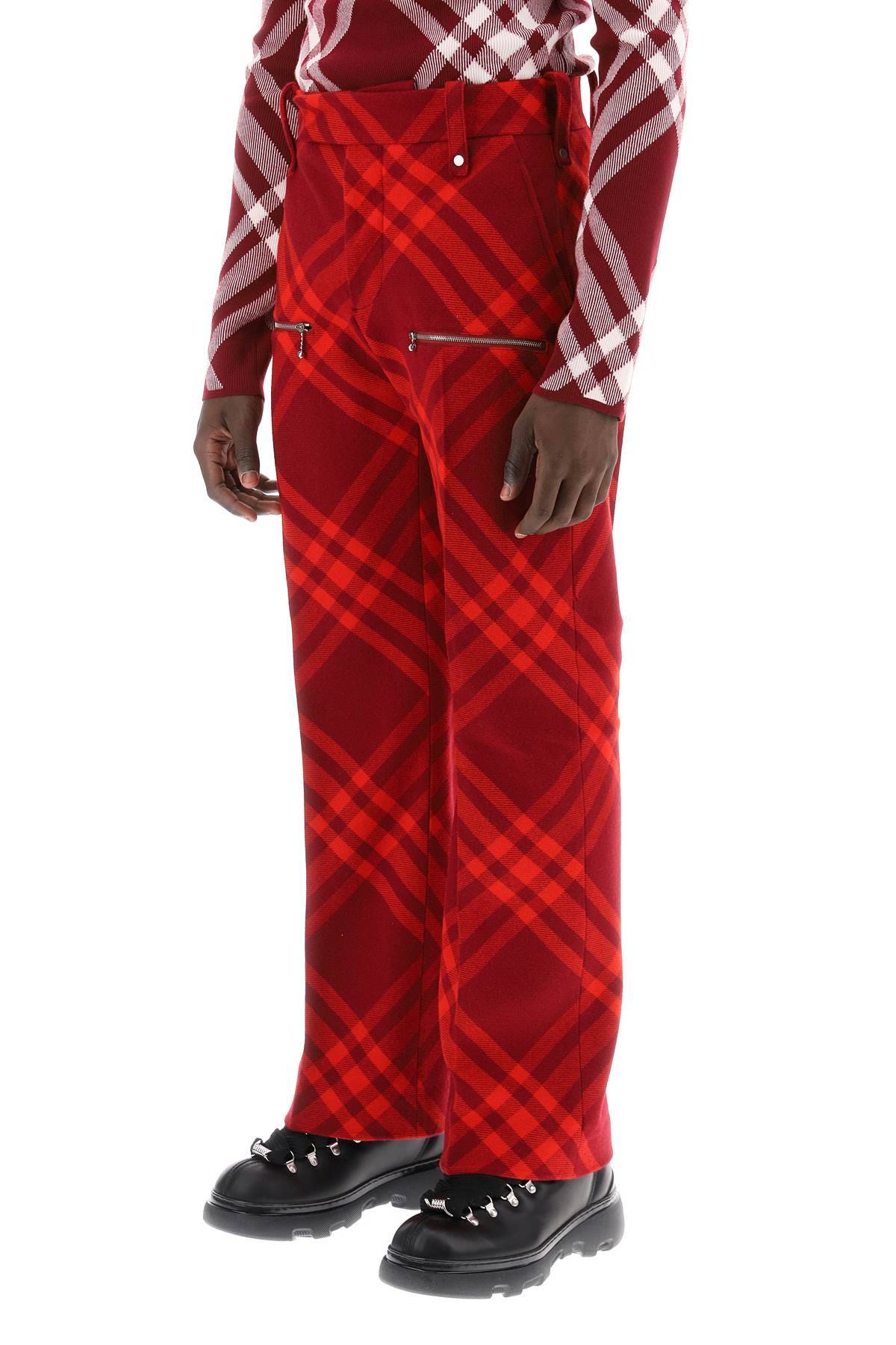 Shop Burberry Check Wool Pants In Red