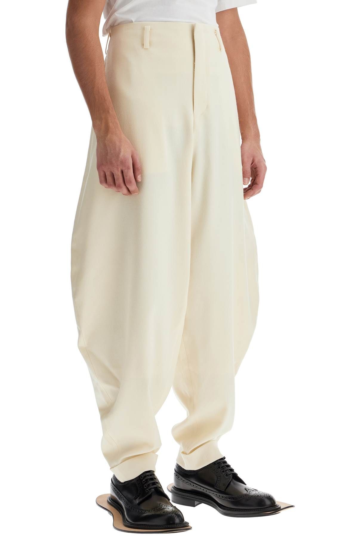 Shop Comme Des Garçons Homme Deux Stretch Wool Barrel Pants For Men/w In White