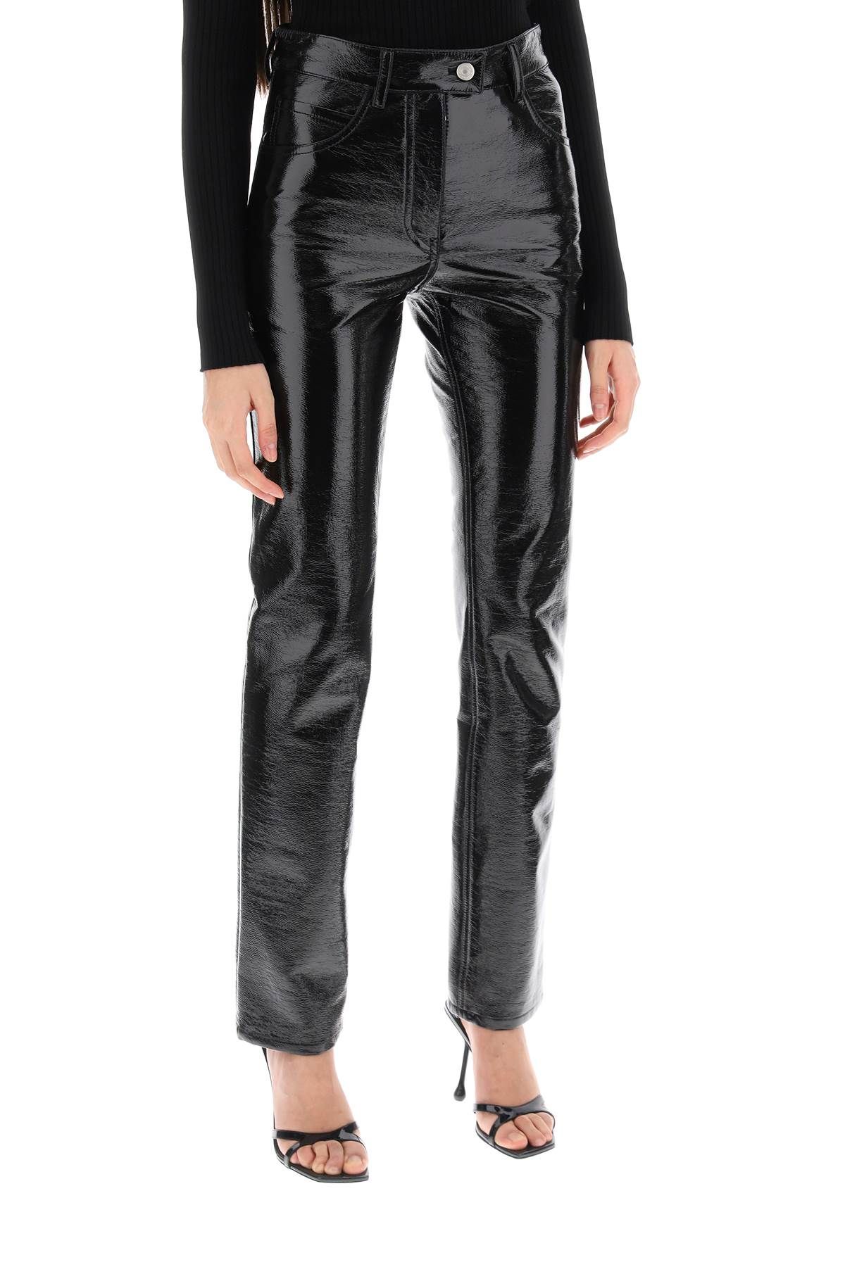 Shop Courrèges Vinyl-effect Coated Cotton Pants In Black