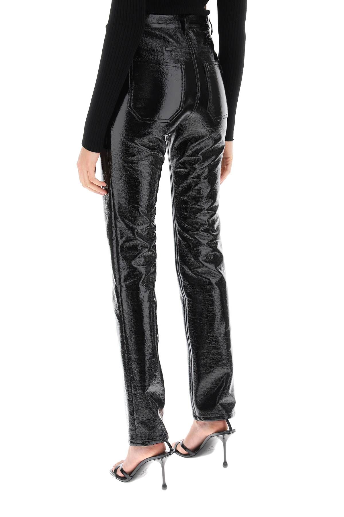 Shop Courrèges Vinyl-effect Coated Cotton Pants In Black