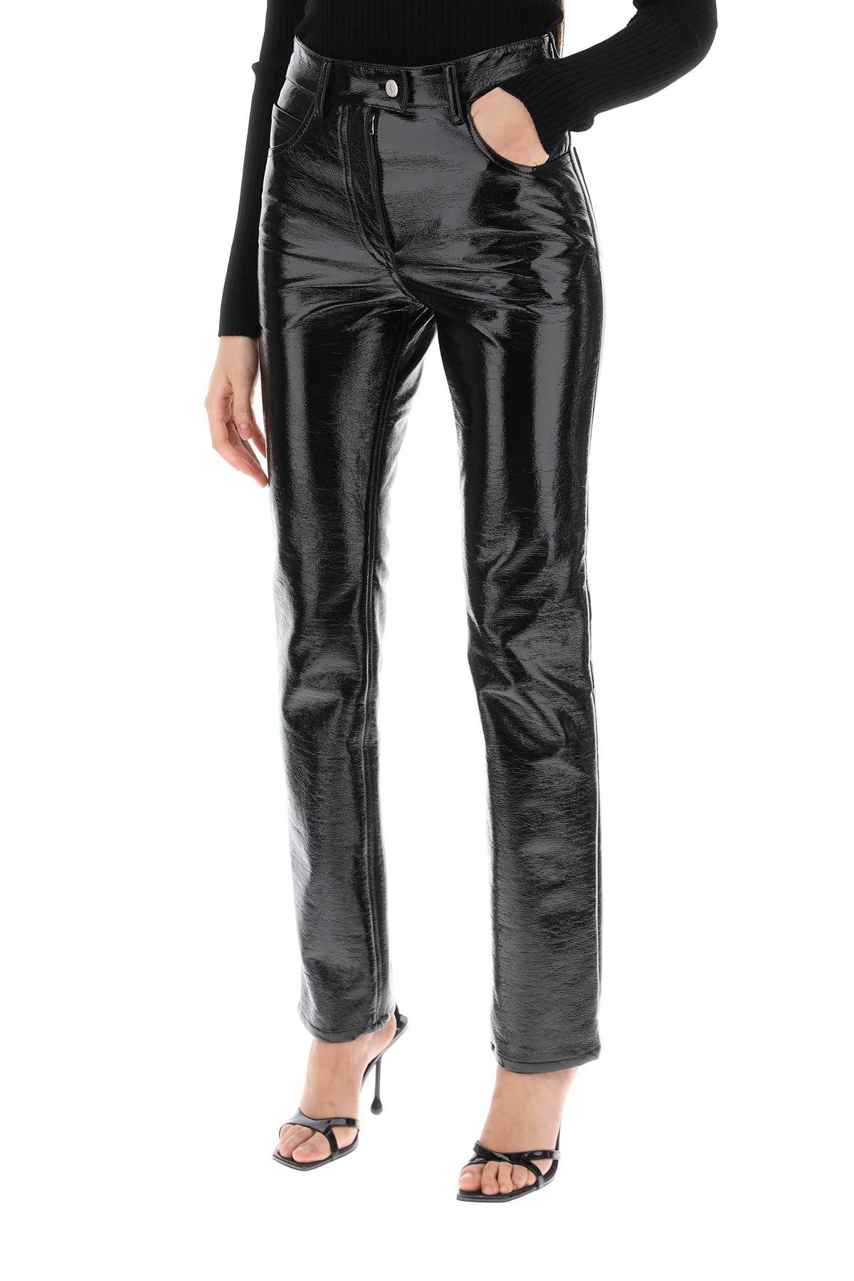 Shop Courrèges Vinyl-effect Coated Cotton Pants In Black