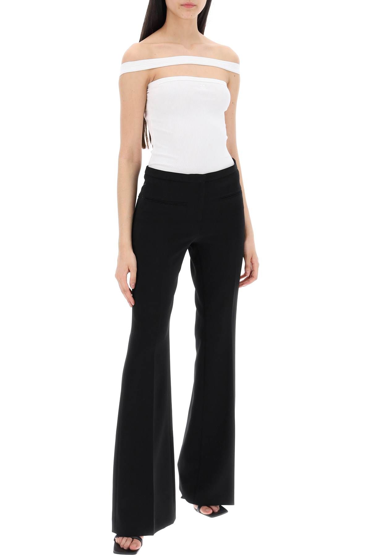 Shop Courrèges Tailored Bootcut Pants In Technical Jersey In Black