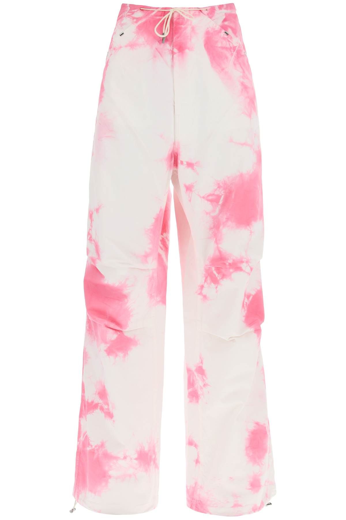 Shop Darkpark Tie-dye Cotton Baggy Pants In White,pink
