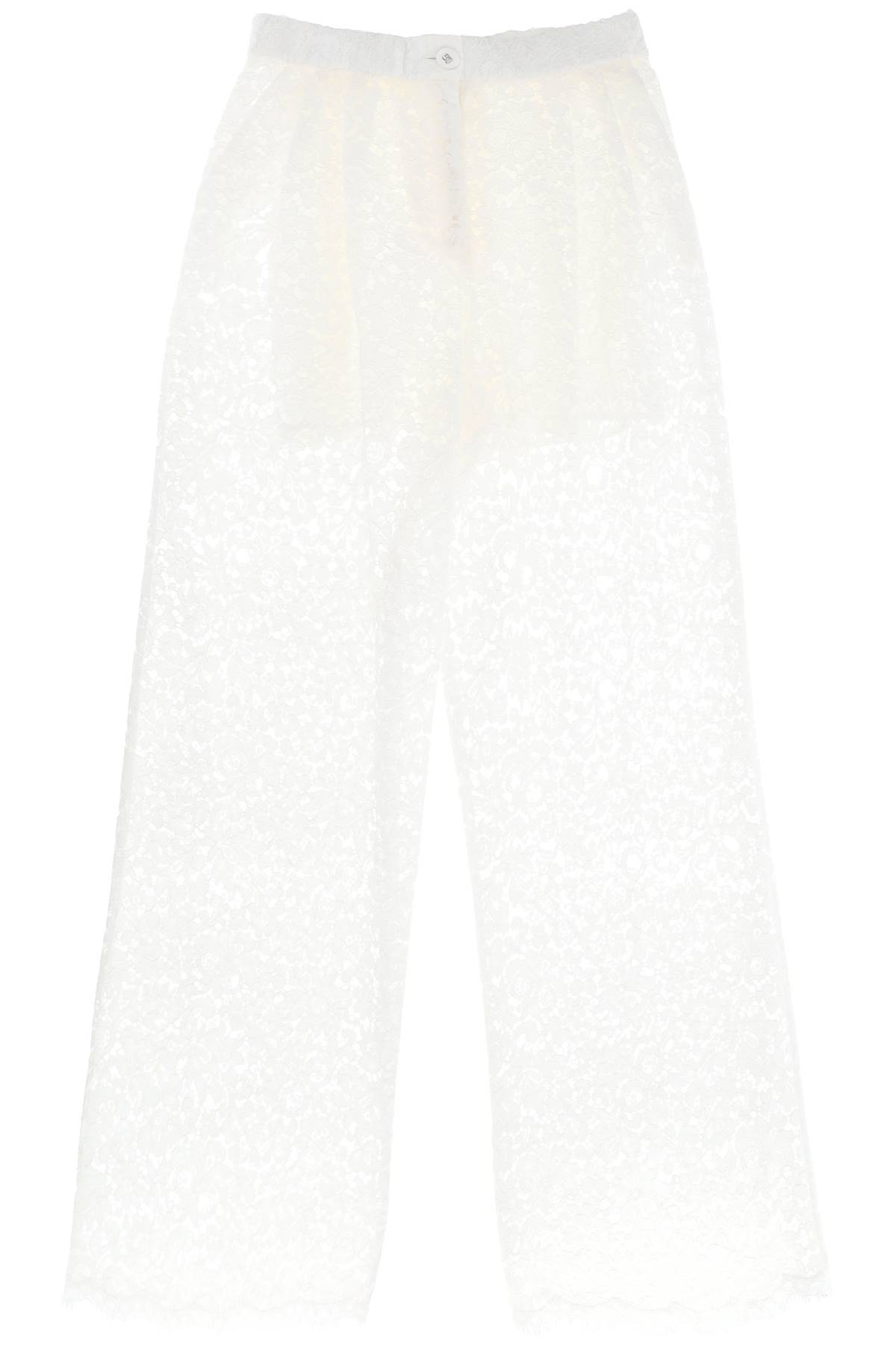 Shop Dolce & Gabbana Pajama Pants In Cordonnet Lace In White