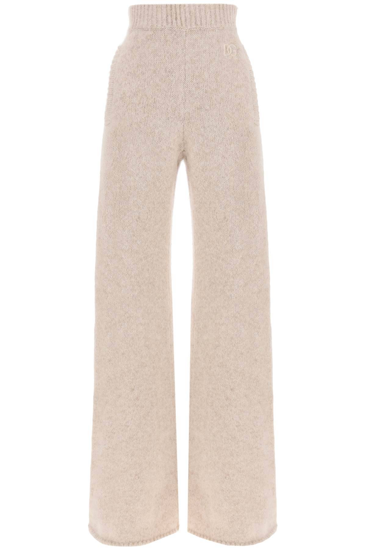 Shop Dolce & Gabbana Llama Knit Flared Pants In Beige