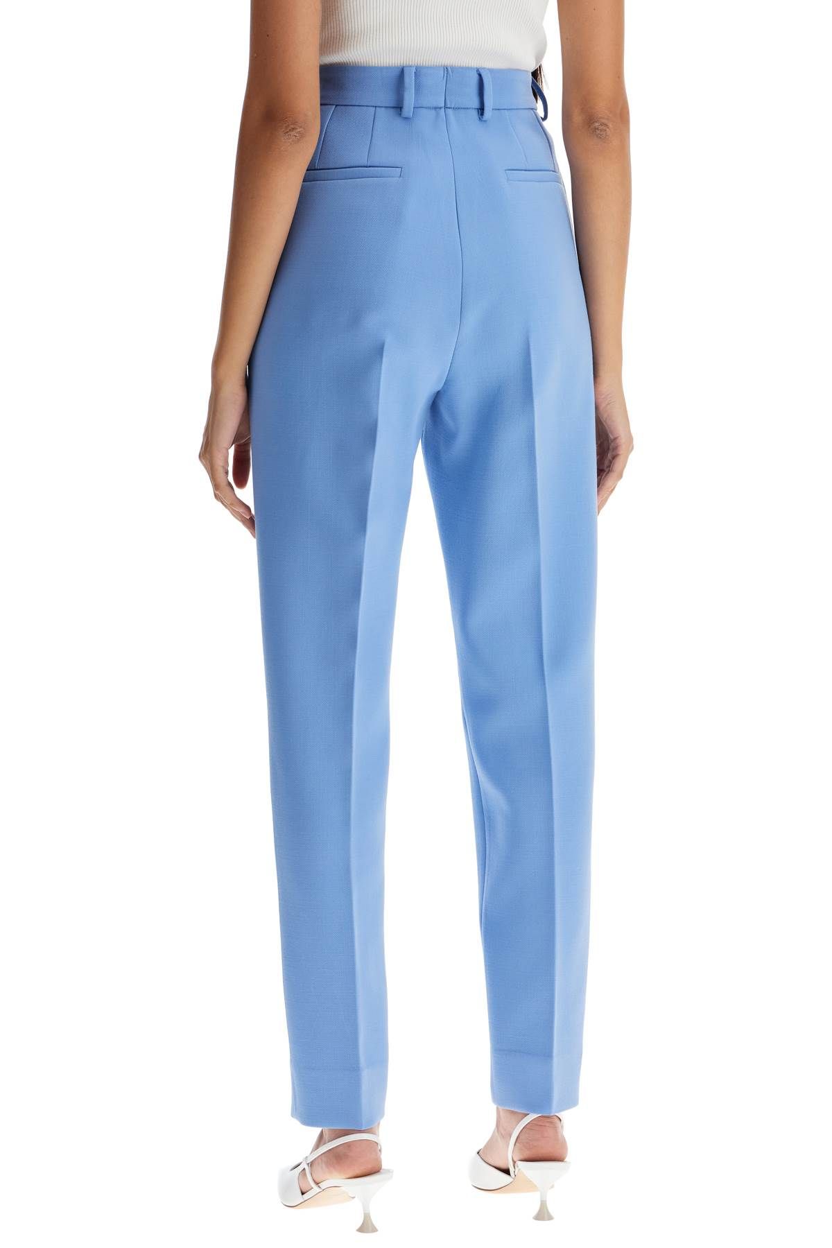 Shop Dolce & Gabbana Wool Crepe Trousers For Women In Light Blue