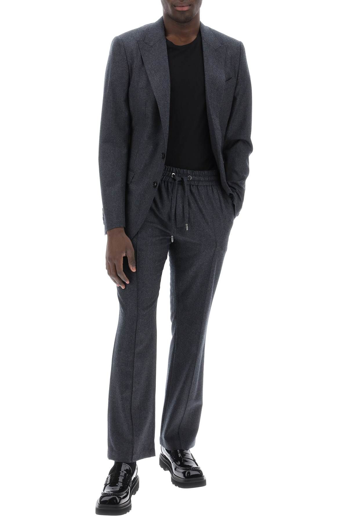 Shop Dolce & Gabbana Flannel Trousers For Men In Grey