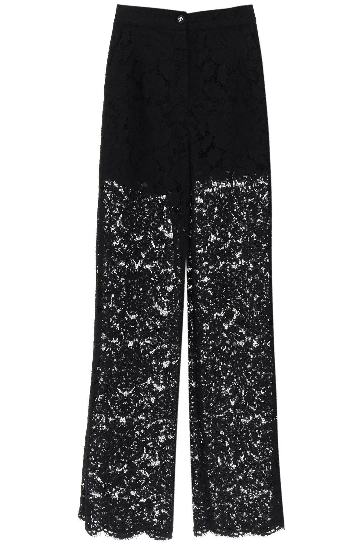 Shop Dolce & Gabbana Lace Pants In Black