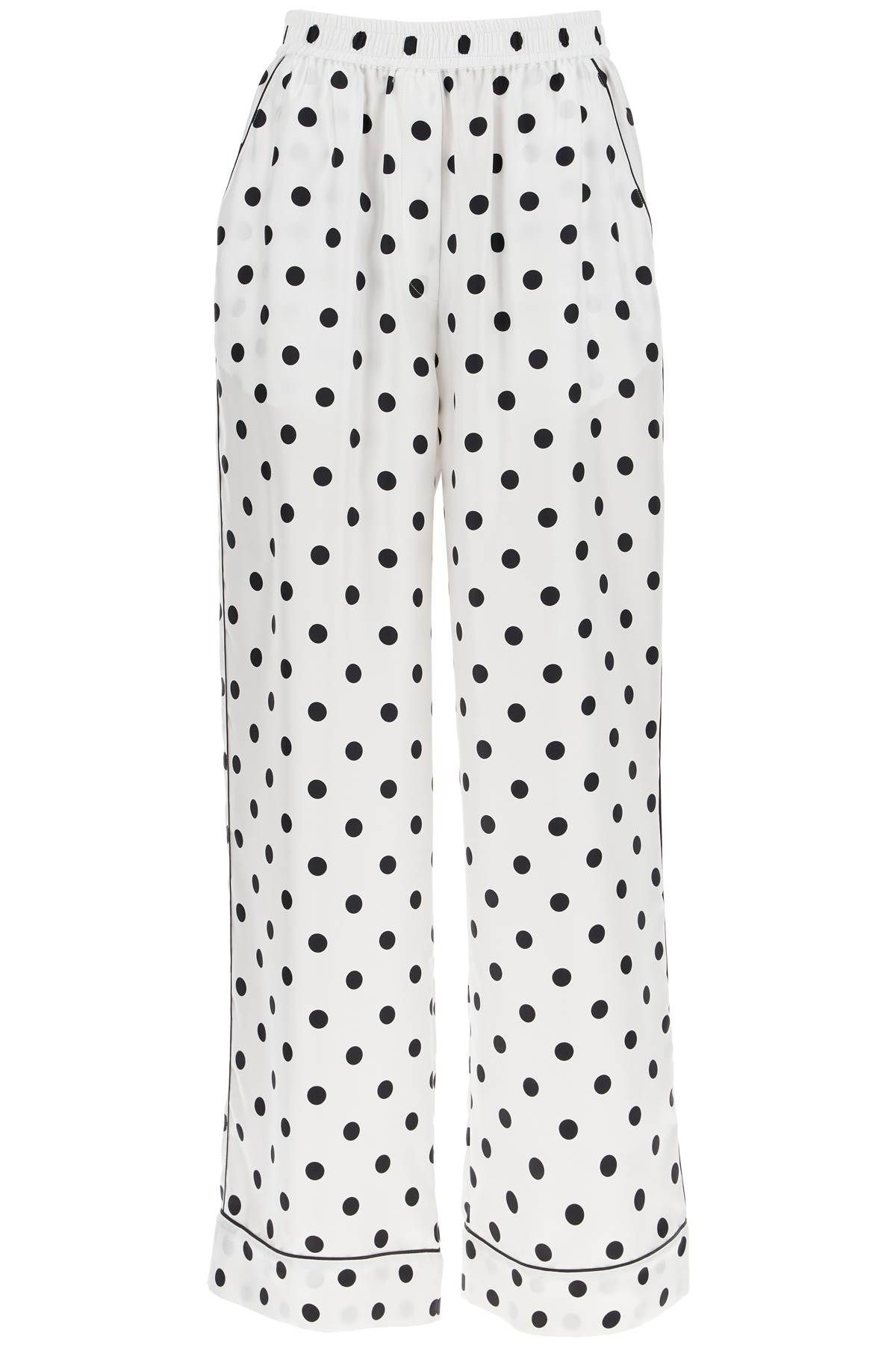 Shop Dolce & Gabbana Silk Polka Dot Print Pajama In White