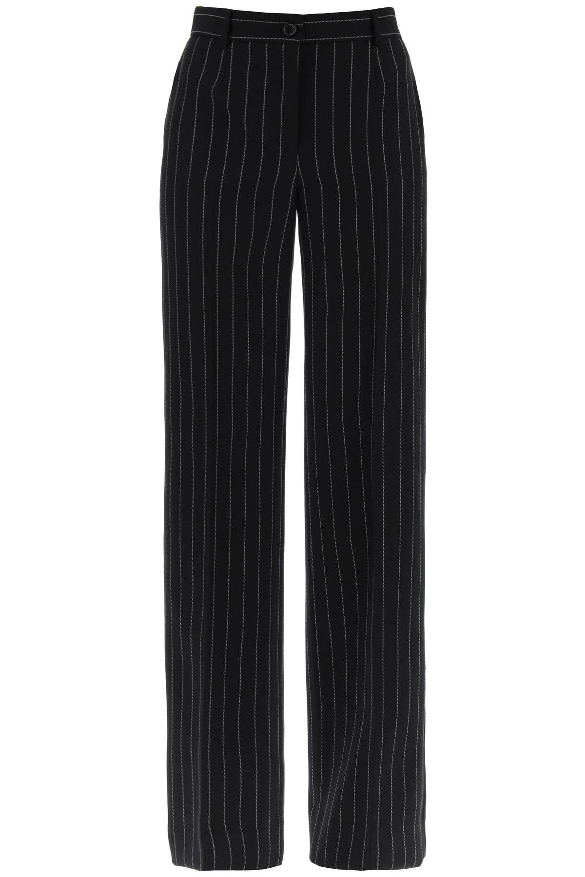 Shop Dolce & Gabbana Striped Flare Leg Pants In Black