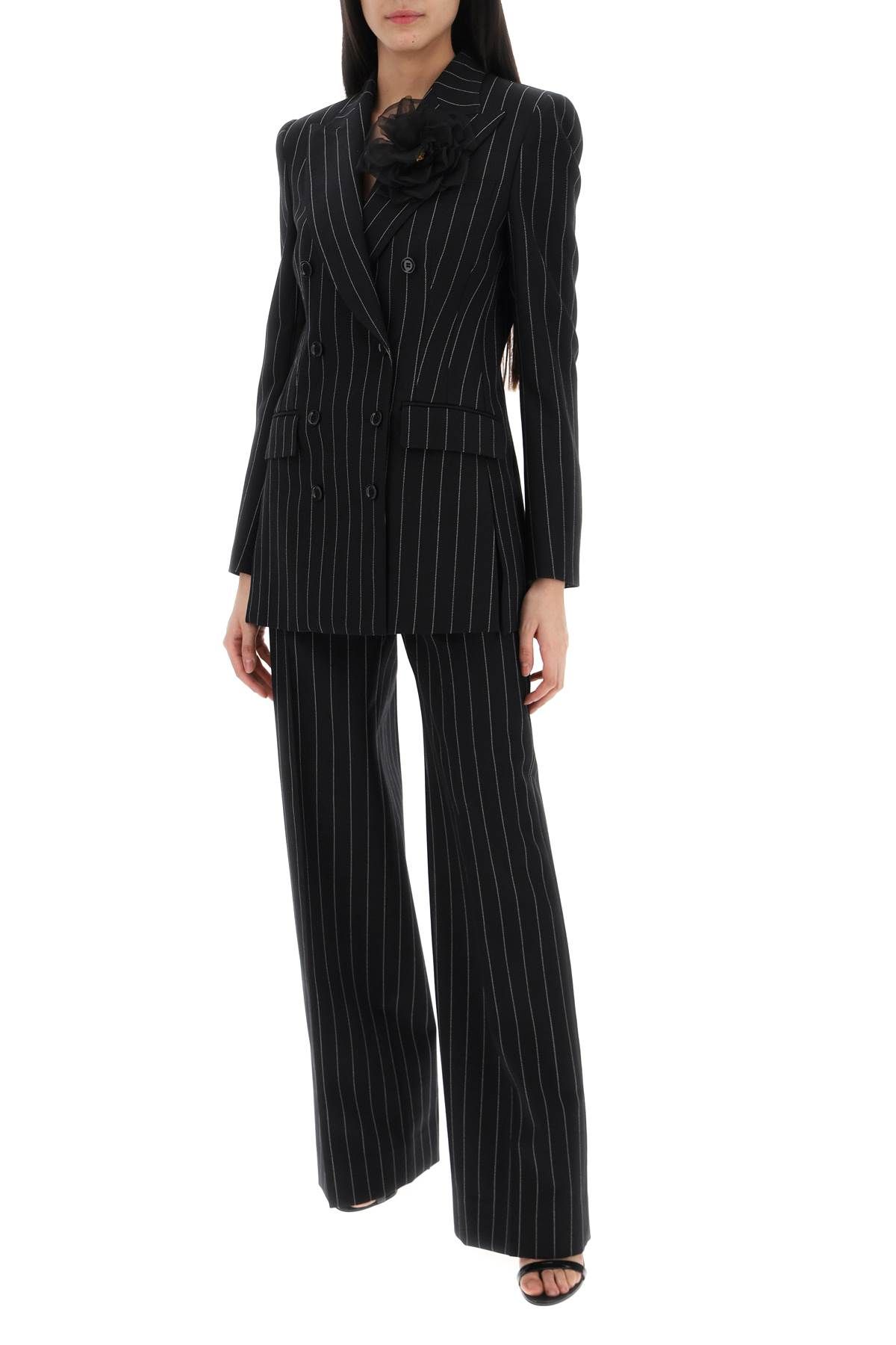 Shop Dolce & Gabbana Striped Flare Leg Pants In Black