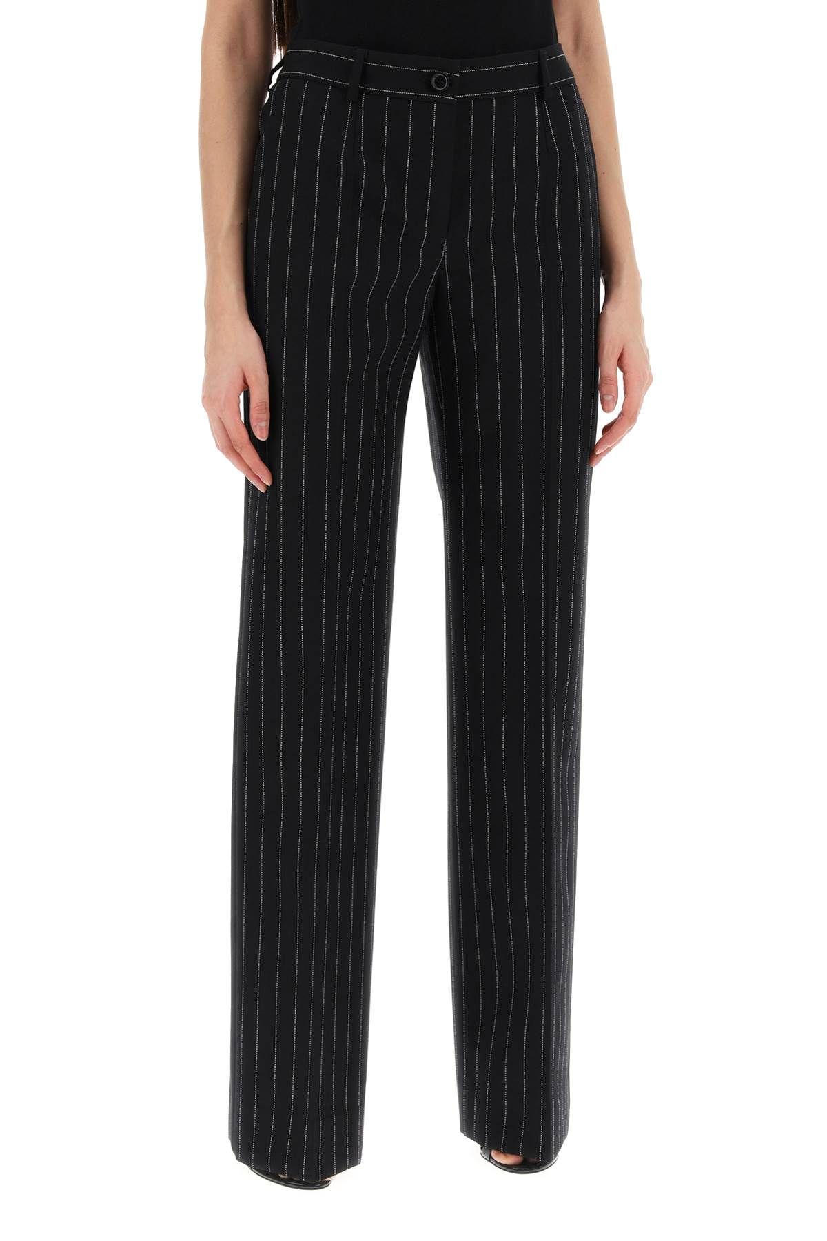 Shop Dolce & Gabbana Striped Flare Leg Pants In Black