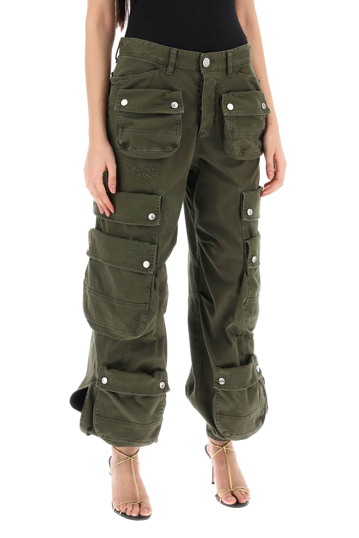 Shop Dsquared2 Wide Leg Cargo Pants In Green