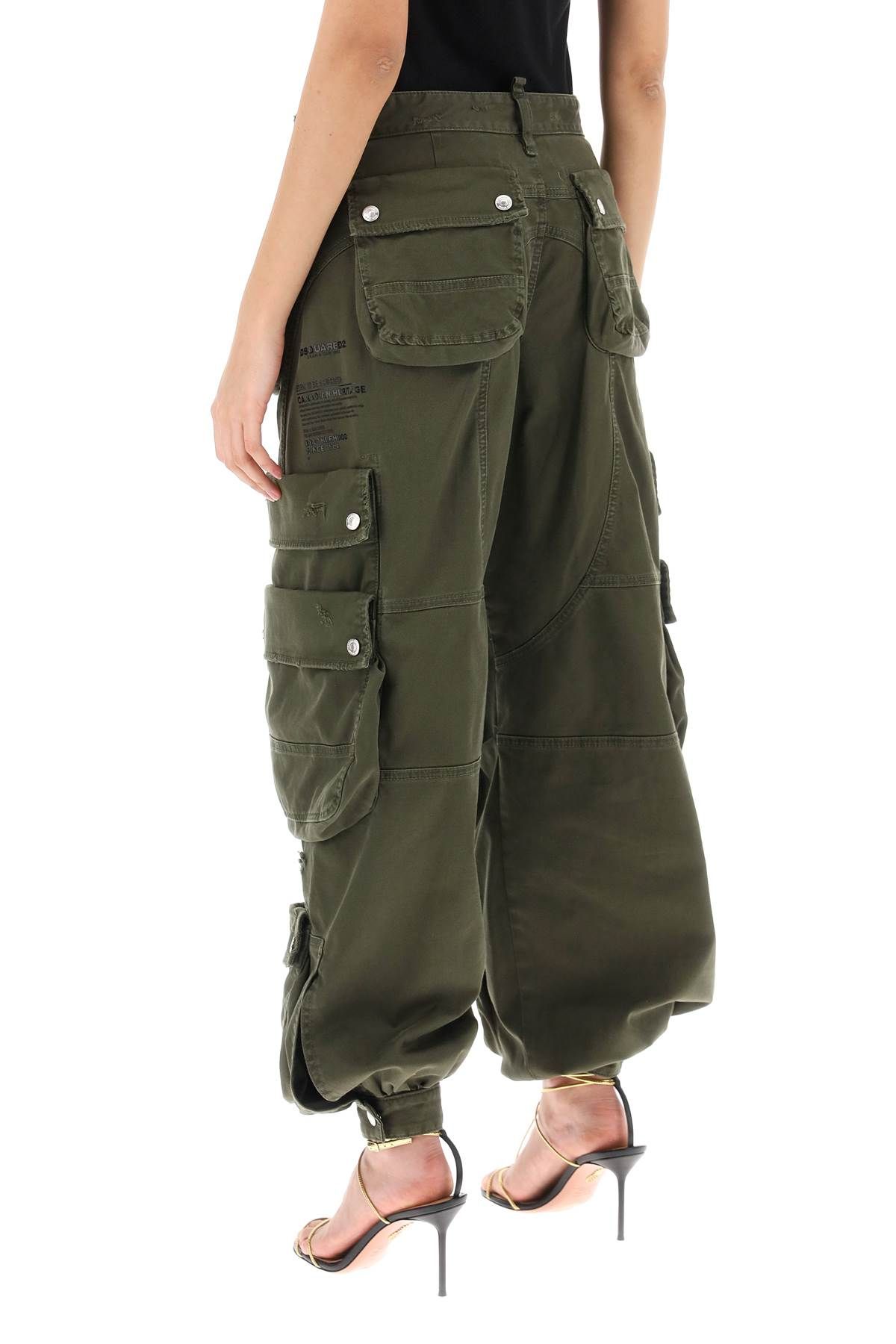 Shop Dsquared2 Wide Leg Cargo Pants In Green