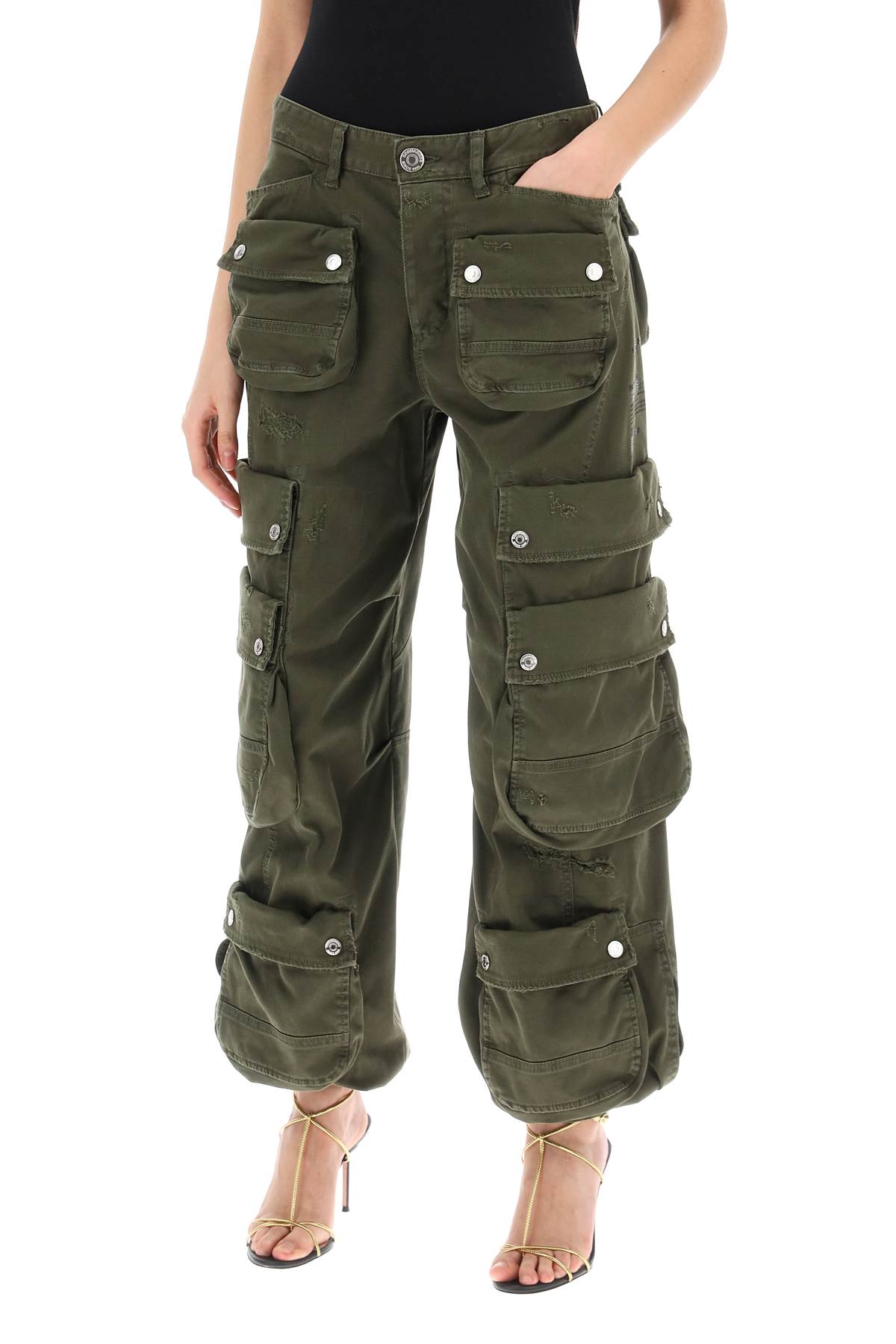 Shop Dsquared2 Wide Leg Cargo Pants In Green