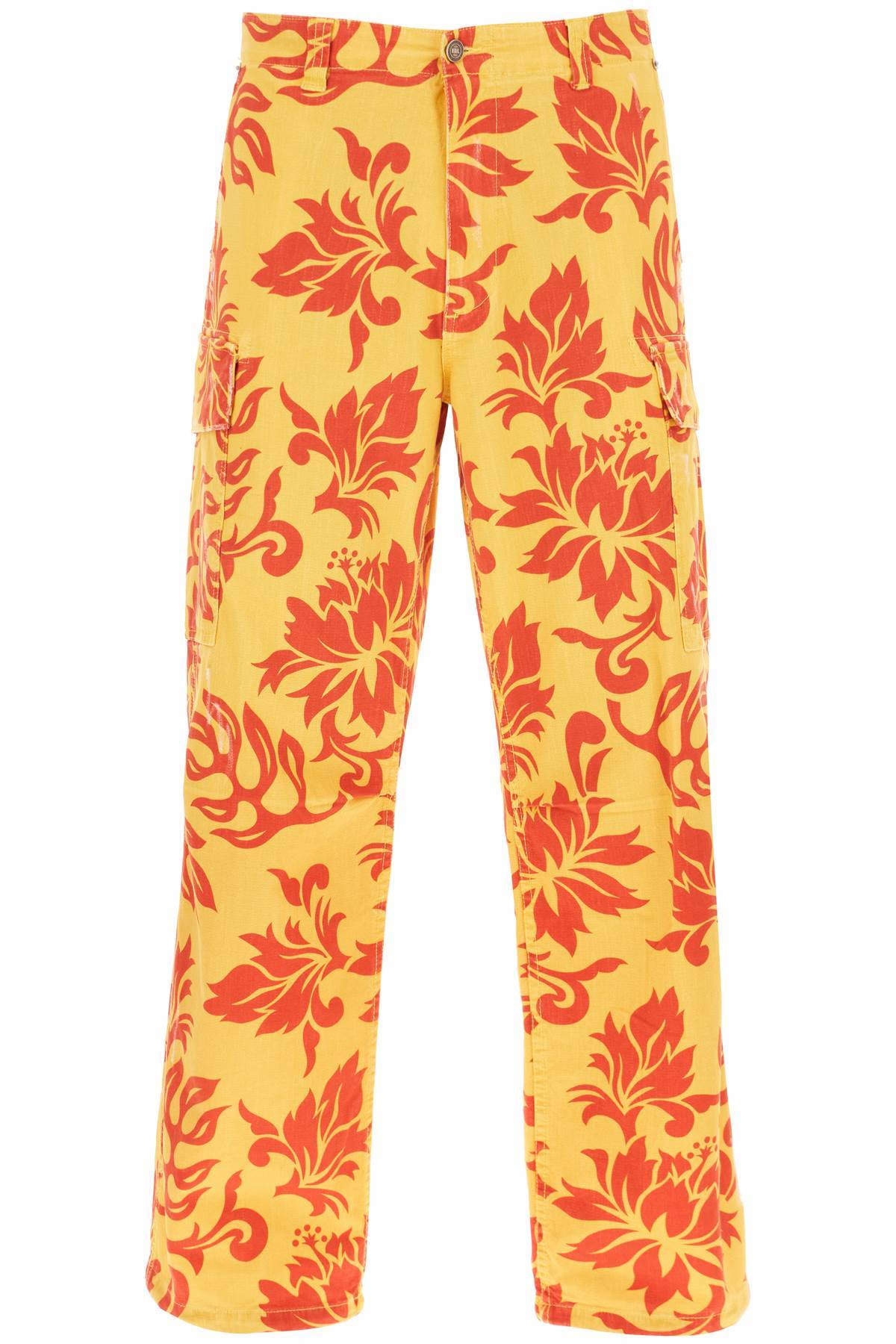 Shop Erl Floral Cargo Pants In Yellow,red