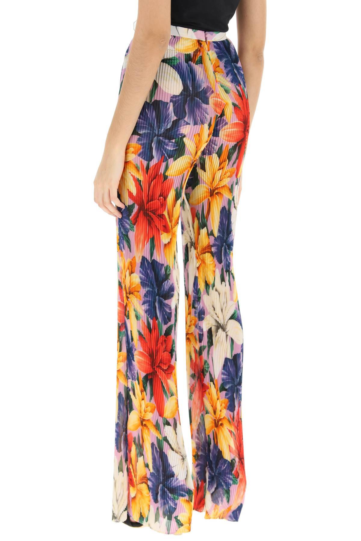 Shop Etro Floral Pleated Chiffon Pants In Multicolor