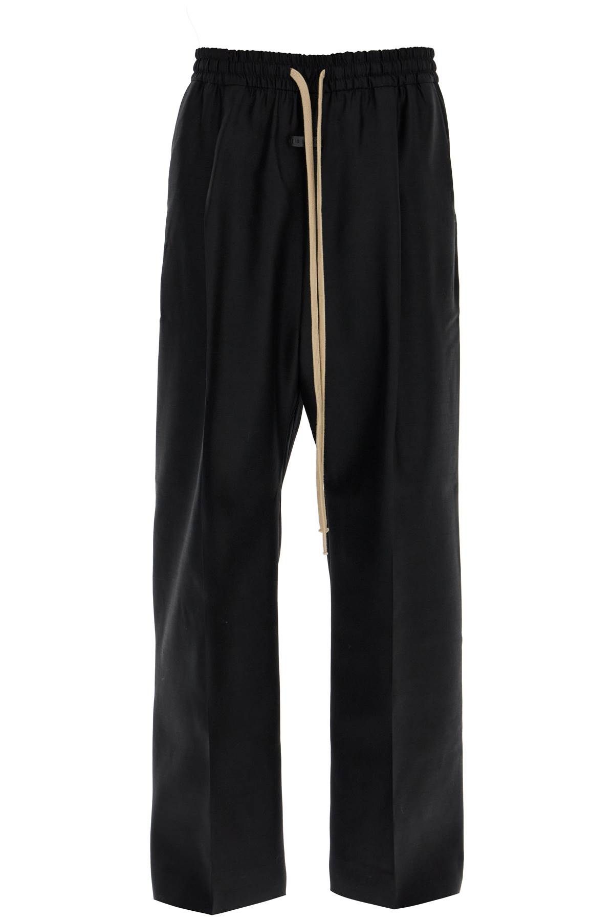 Shop Fear Of God Wide Wool And Silk Trousers In Black