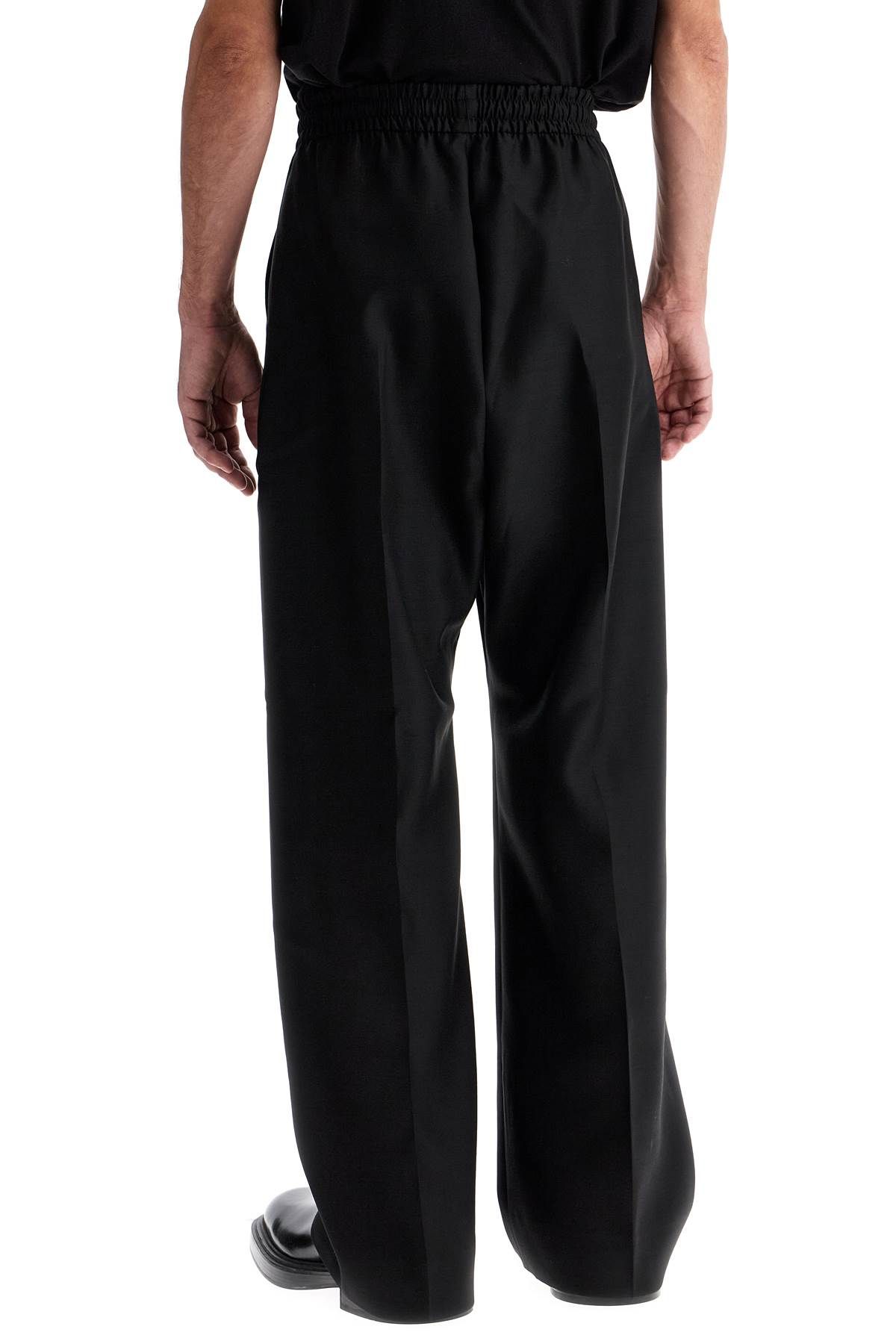 Shop Fear Of God Wide Wool And Silk Trousers In Black